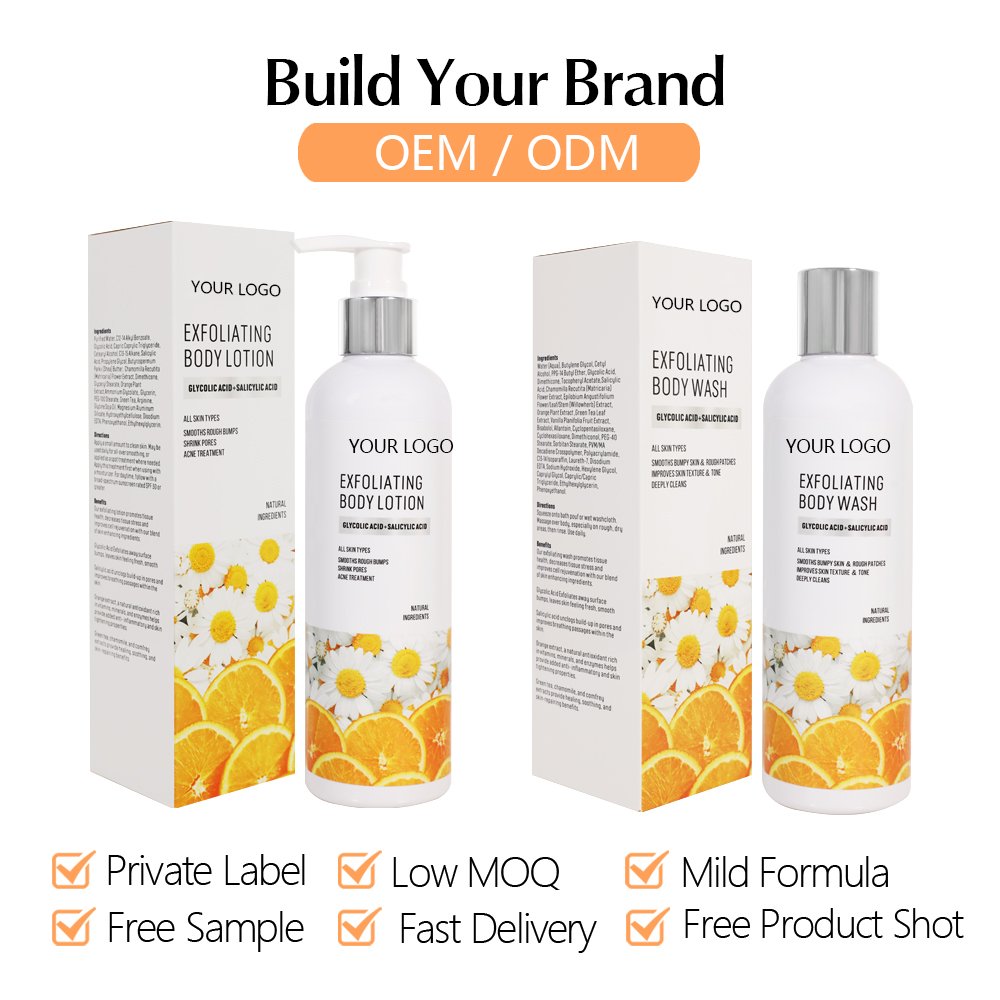 12% Glycolic Acid 2% Salicylic Acid Remove Dead Body Skin Lightening Smoothing Whitening Exfoliating Orange Peeling Body Lotion
