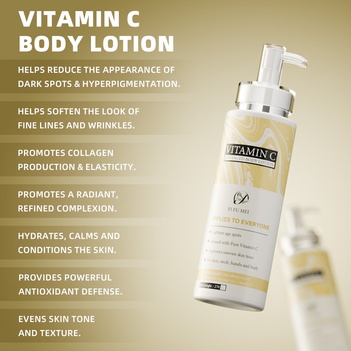 High Quality Wholesale Organic Face And Body Antioxidant Whitening Skin Moisturizing Vitamin C Body Lotion