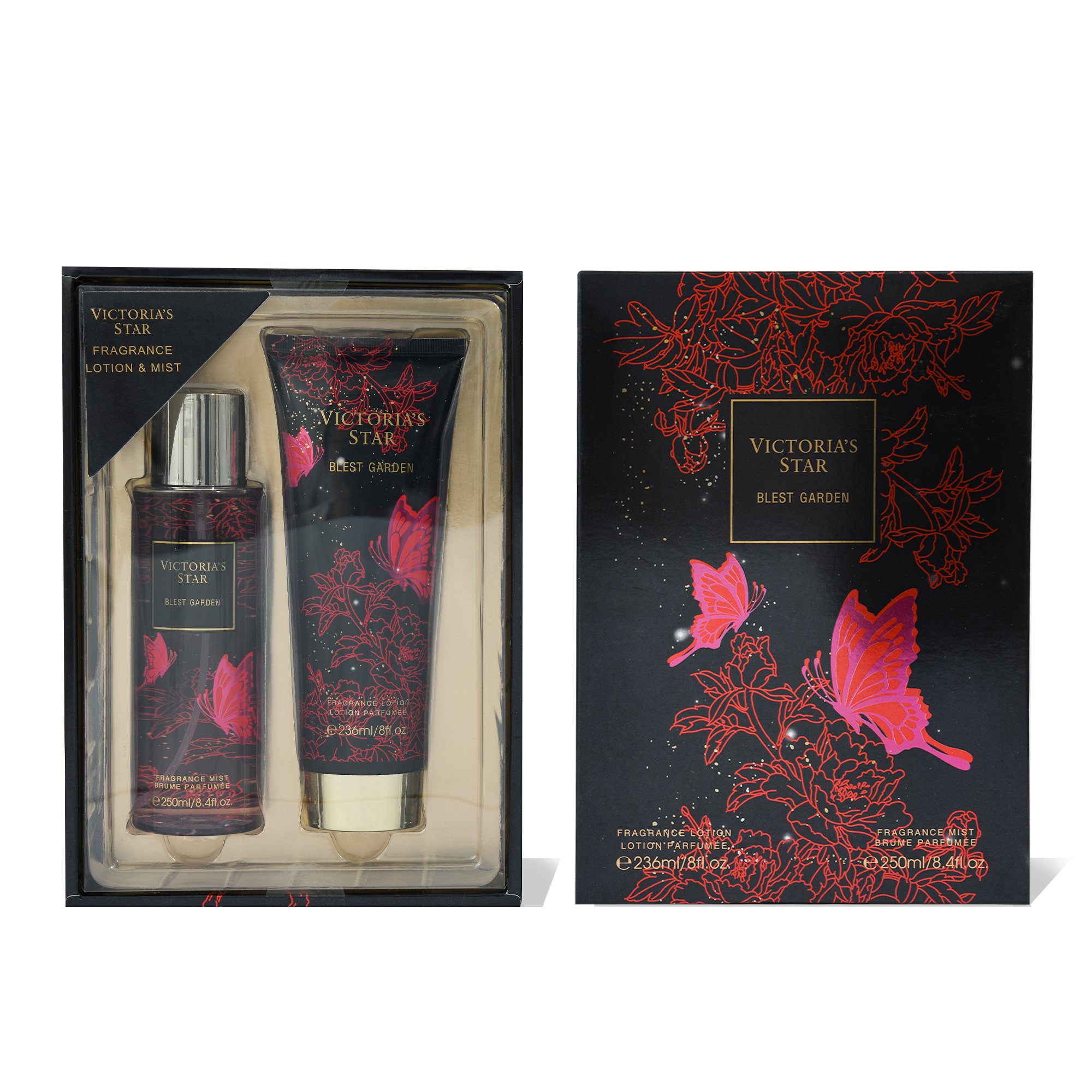 New Design 250ML Body Spray With 236ML Floral Body Cream Bath Set For Women SG0062