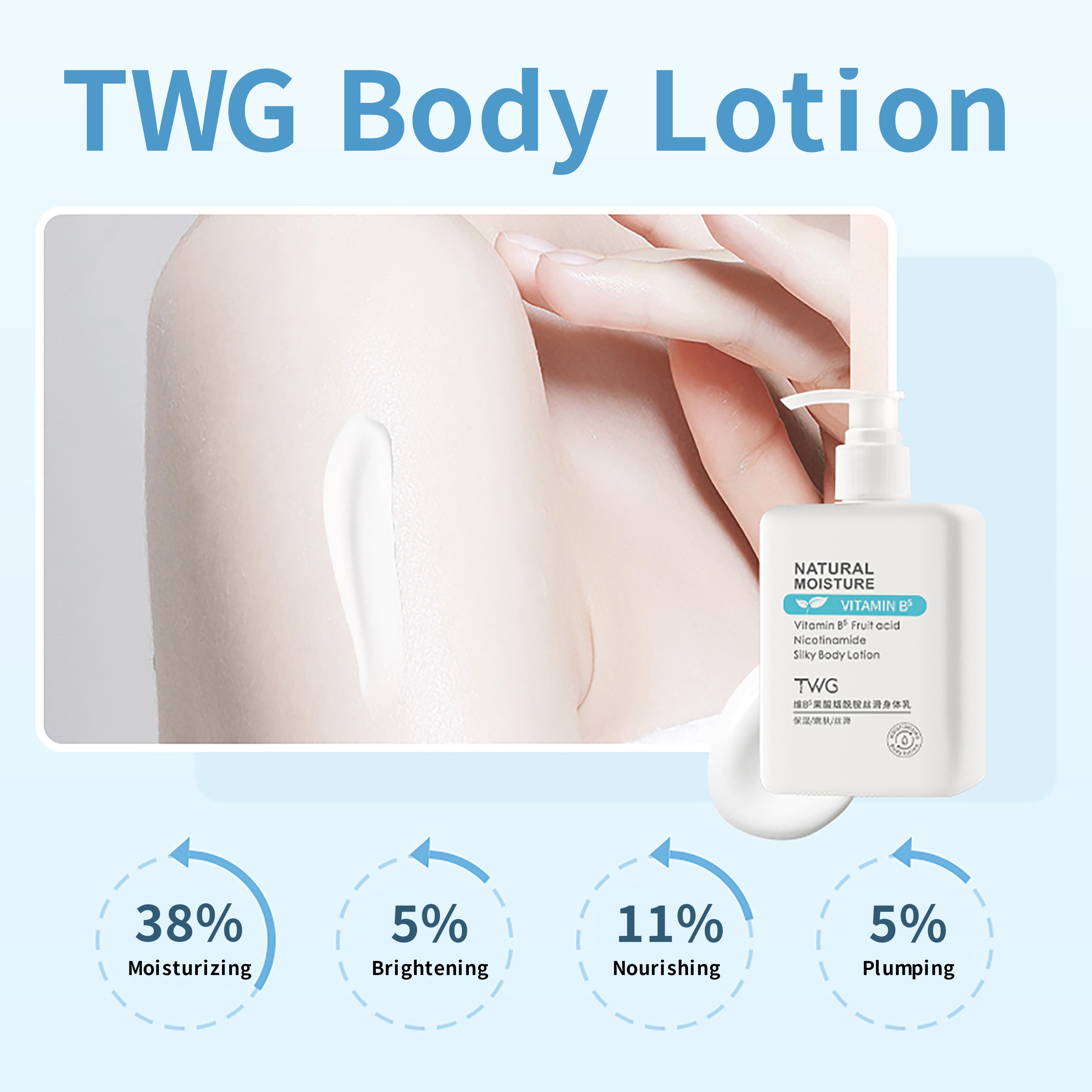 TWG Vitamin C Body Whitening Lotion Vegan Body Lotion and Cream Silky Nicotinamide Whitening B5 Vitamin C Body Lotion