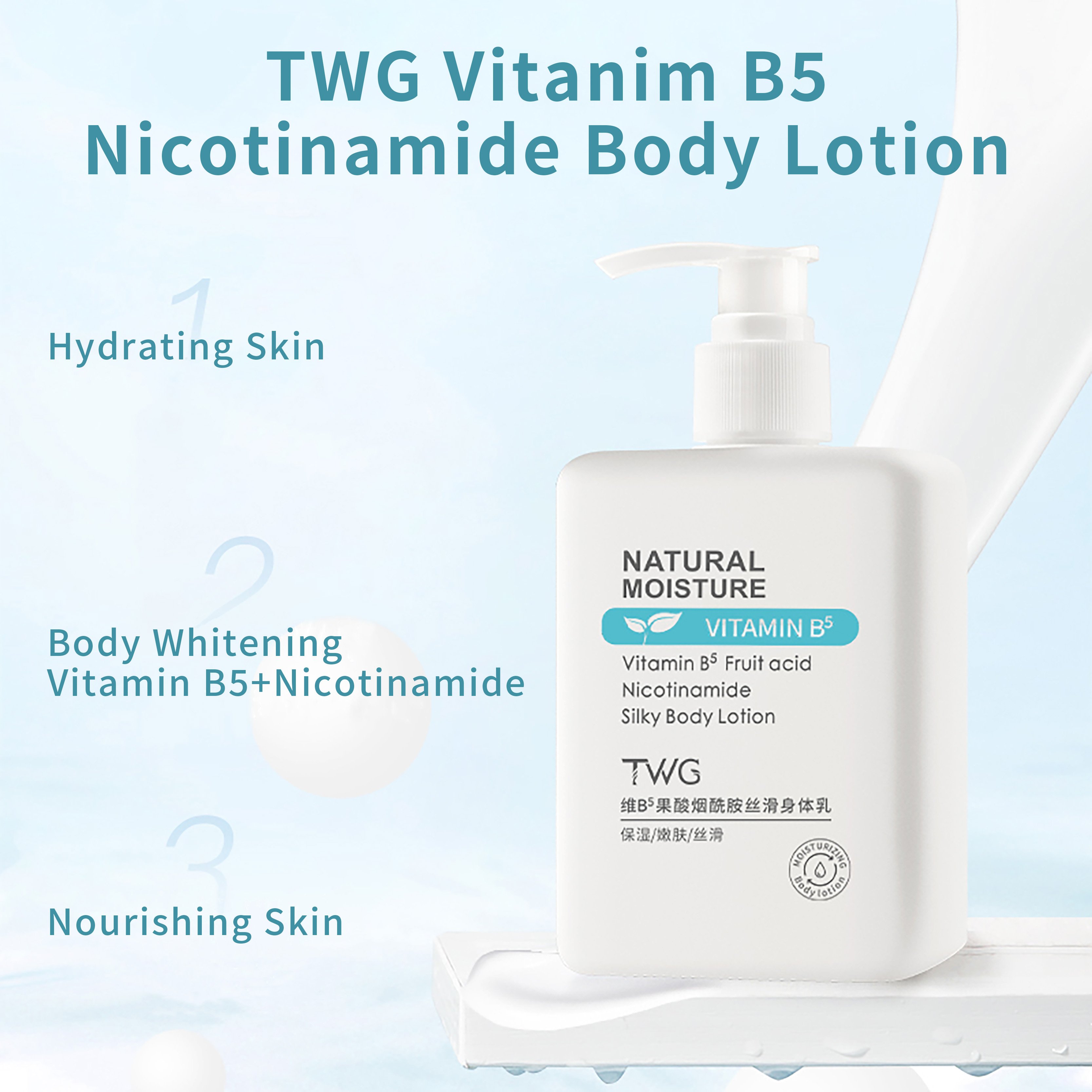 TWG Vitamin C Body Whitening Lotion Vegan Body Lotion and Cream Silky Nicotinamide Whitening B5 Vitamin C Body Lotion