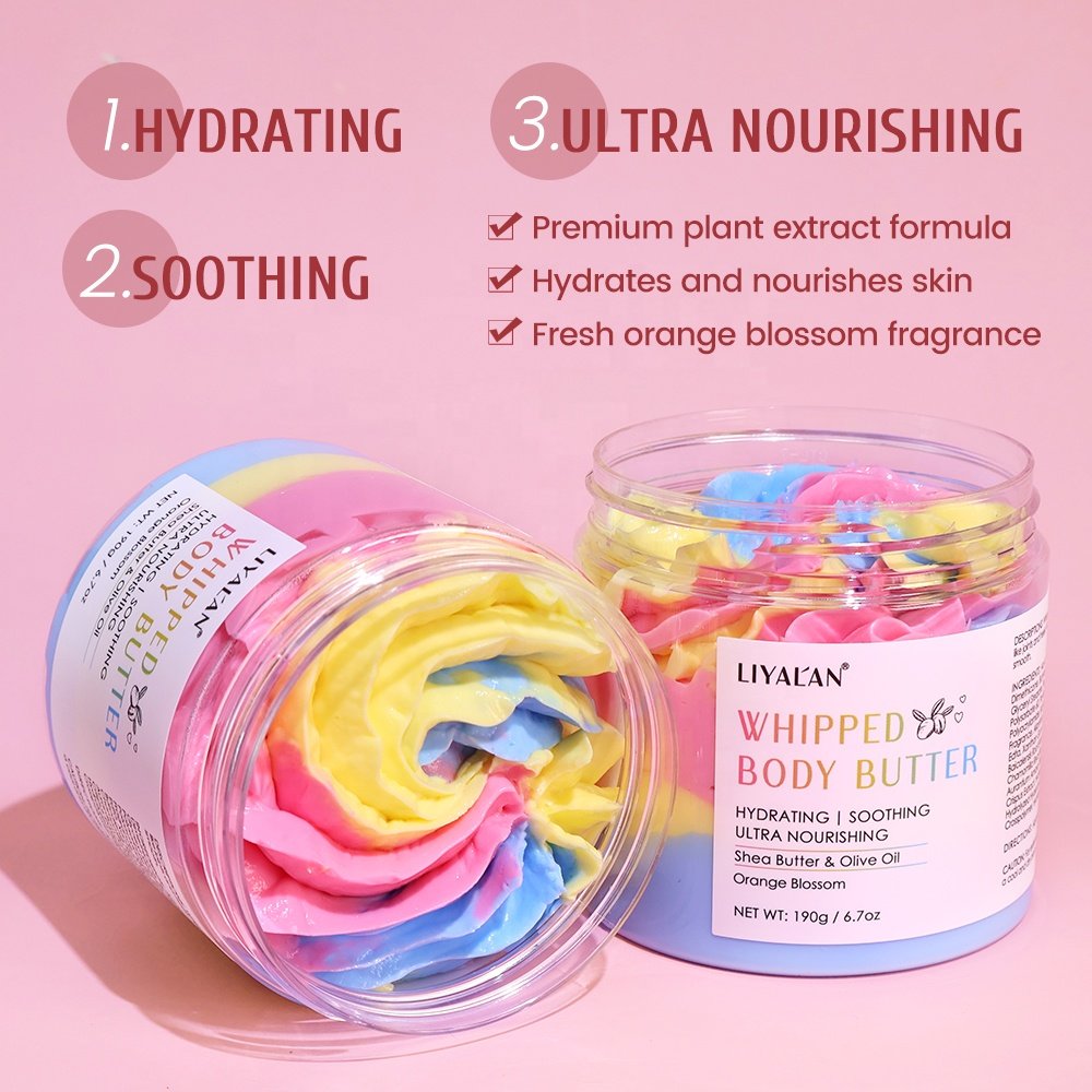Custom Skin Smooth Nourishing Hydrating Lotion Rainbow Vegan Organic Whipped Body Butter