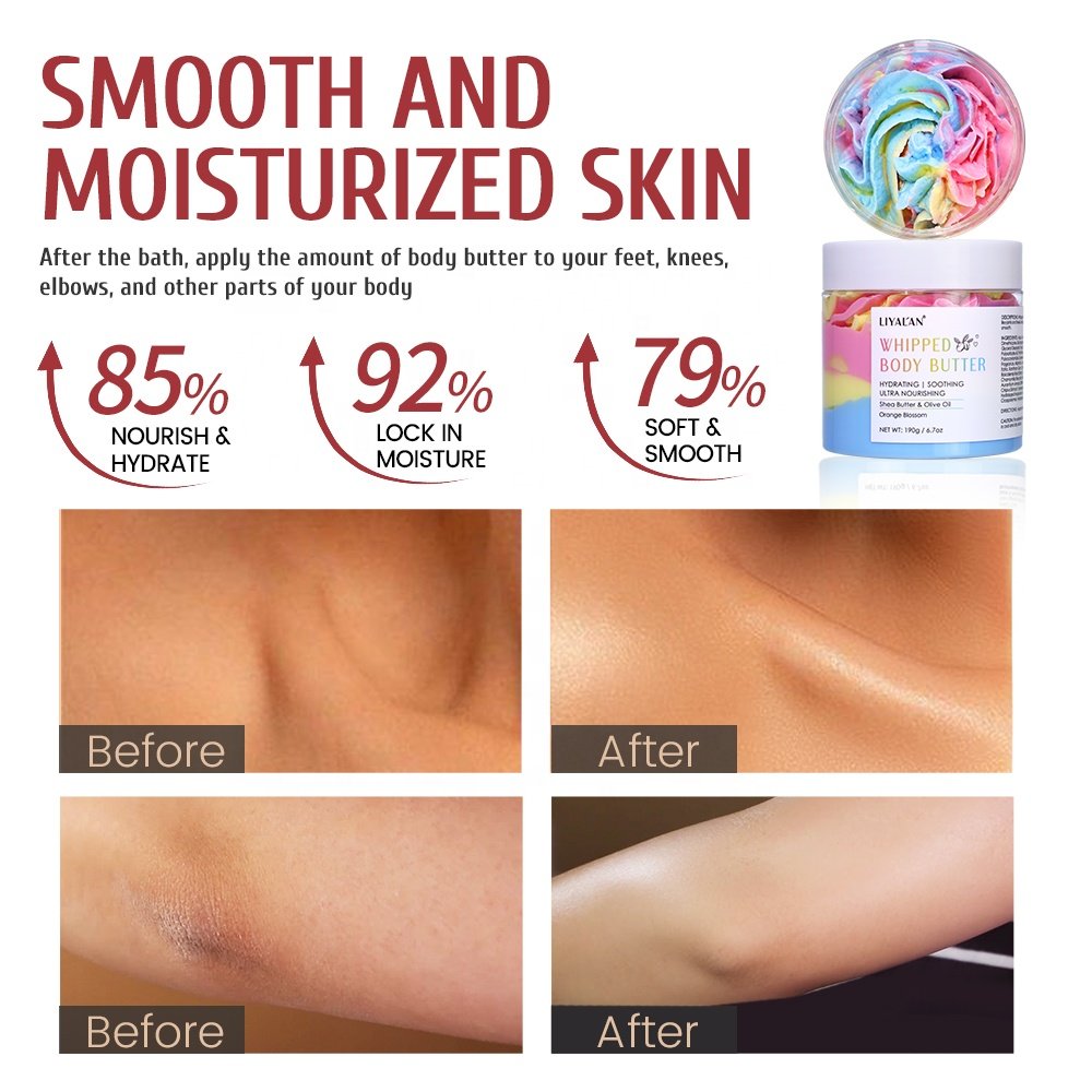Custom Skin Smooth Nourishing Hydrating Lotion Rainbow Vegan Organic Whipped Body Butter