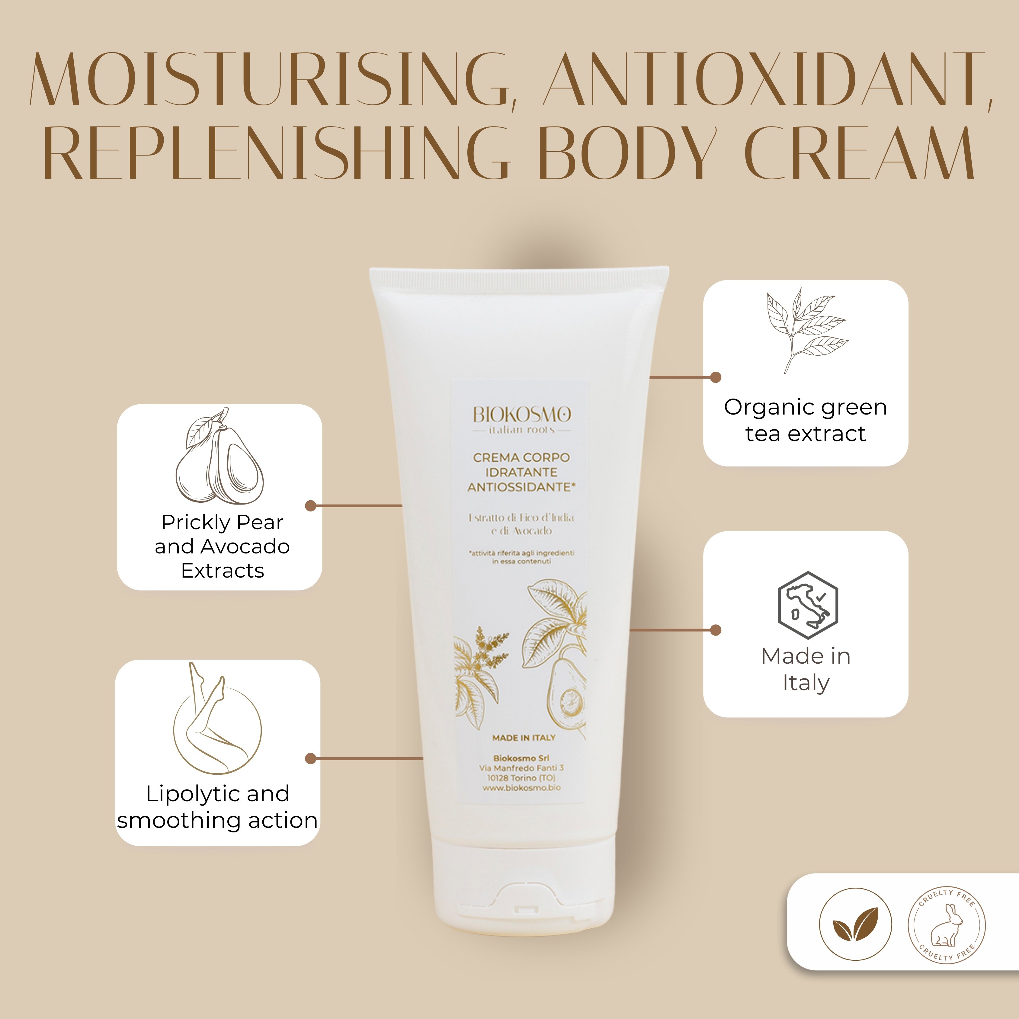 Top-Tier Italian Bio Hydrating Cream - Antioxidant-Rich Body Lotion 200ml - Perfect for Revitalizing and Smoothing Skin
