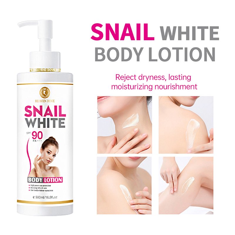 Private Label 500ml Organic Snail Skin Whitening Body Whitening Lotion Brightening Lightening Body Lotions For Women