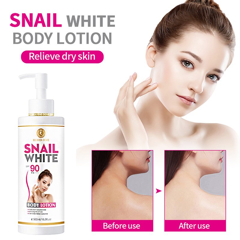 Private Label 500ml Organic Snail Skin Whitening Body Whitening Lotion Brightening Lightening Body Lotions For Women