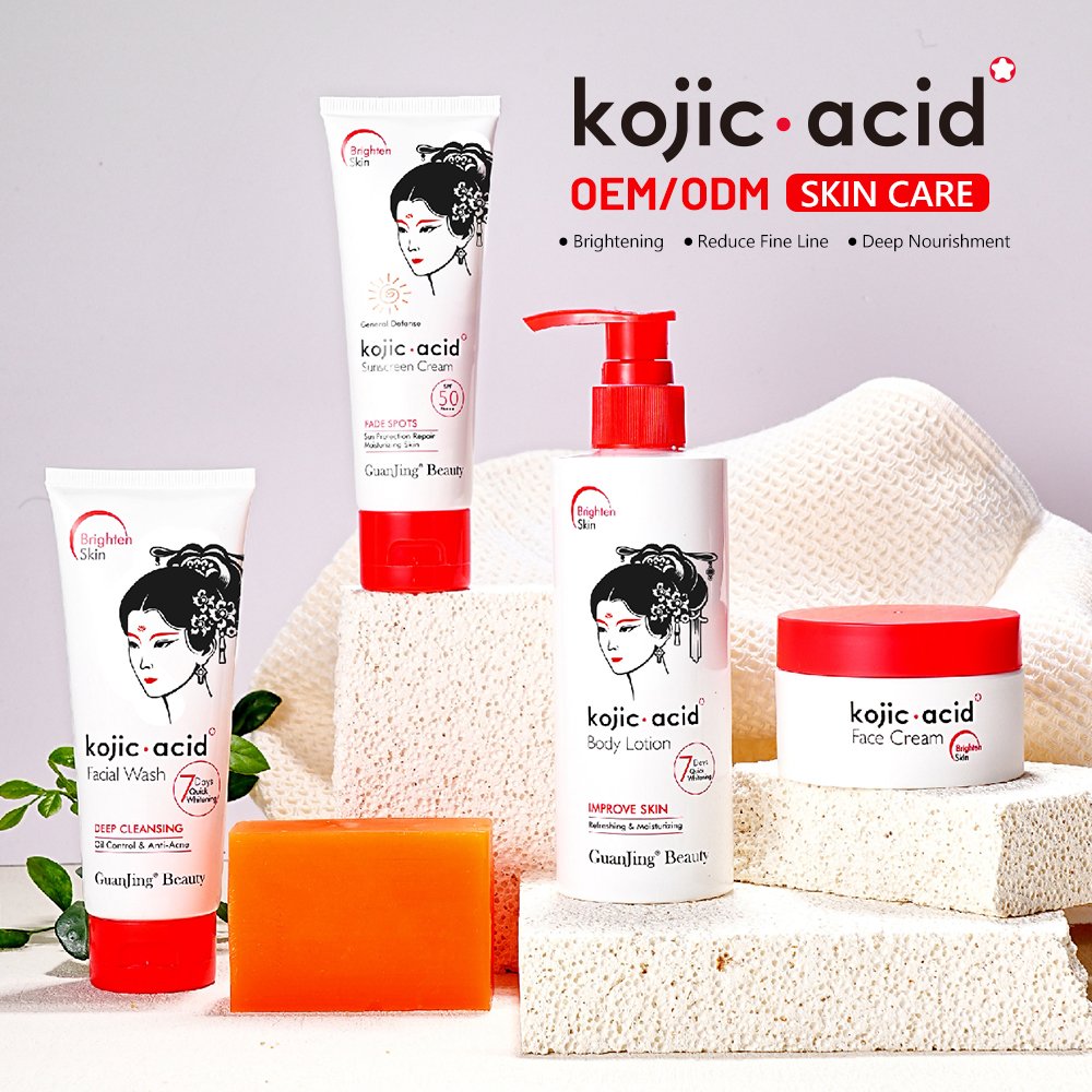 OEM 7 Days Brightening Kojic Acid Skin Care Set (New) Moisturizing Body Lotion Face Cream Sunscreen Face Wash Soap Skincare Set