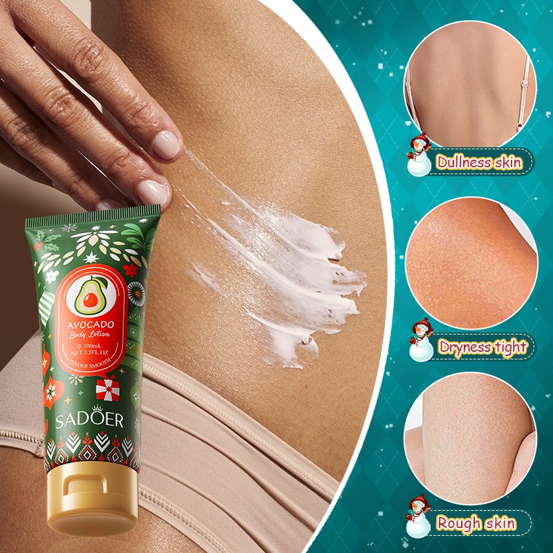OEM SADOER private label christmas avocado moisturizing cream anti cracking whitening skin lightening body lotion dark skin