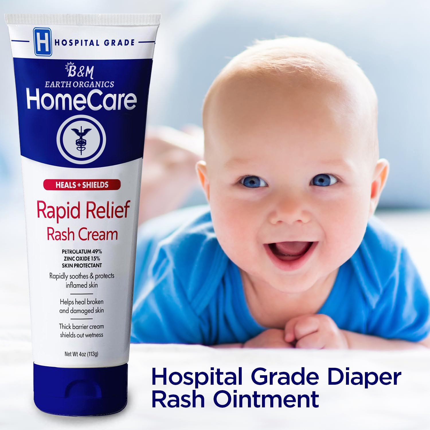 Rapid Relief Adult Diaper Rash Cream Extra Thick Moisturizing Barrier Cream for Incontinence and Healing Cream Zinc Oxide