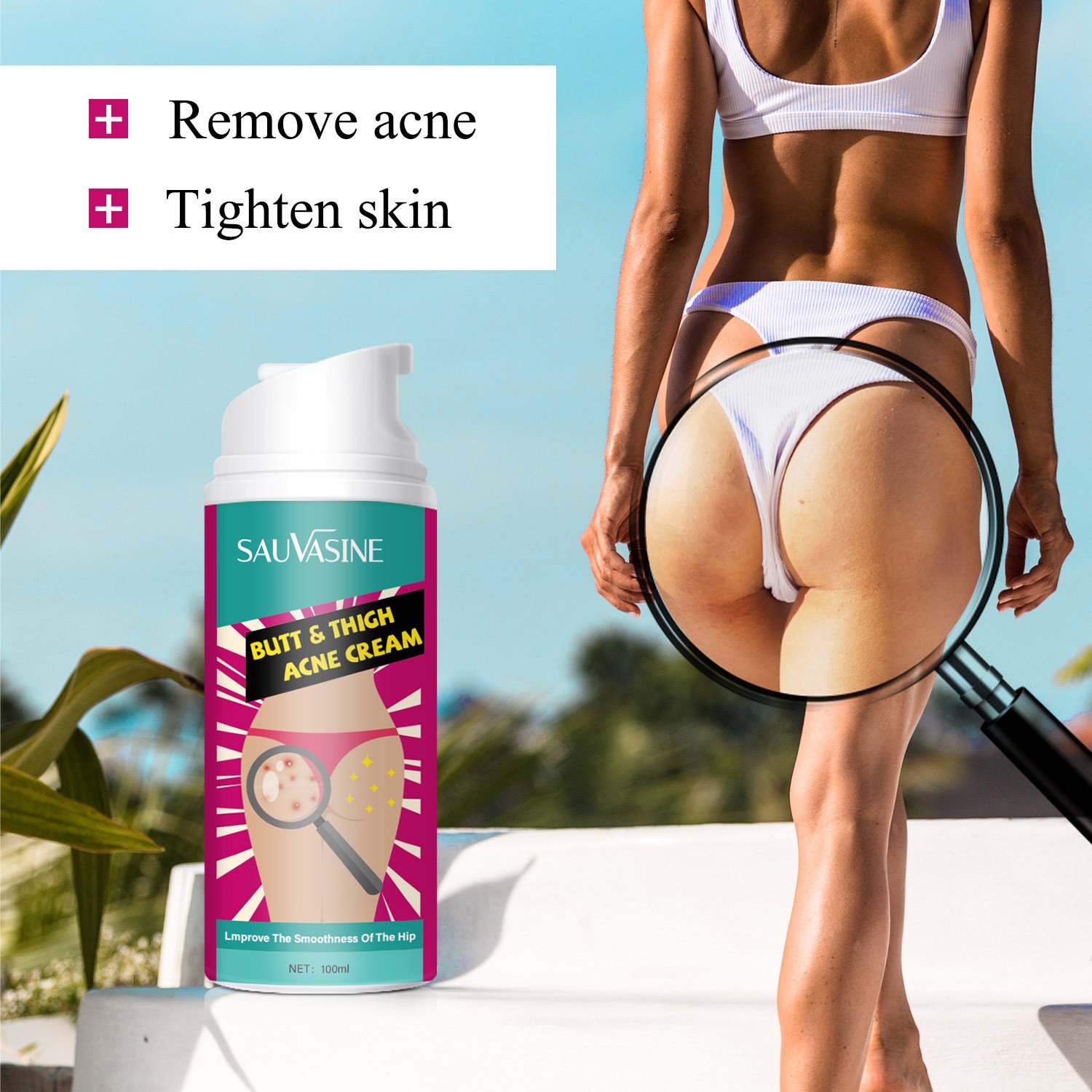 Private Label Butt Acne Removal Gel Thigh Acne Clearing Hip Smoothing Treats Acne Dry Skin Rashes & Butt Crack Cream
