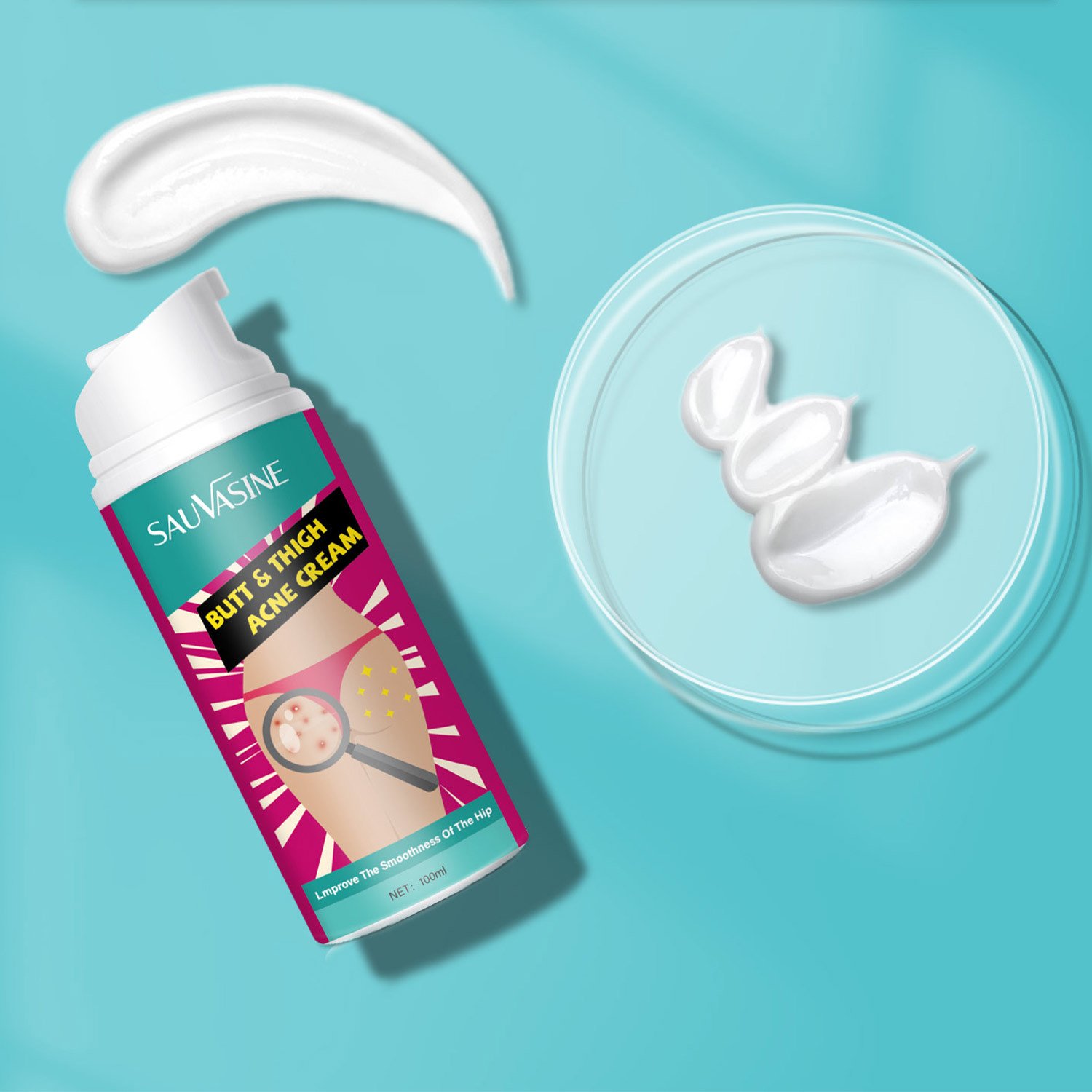 Private Label Butt Acne Removal Gel Thigh Acne Clearing Hip Smoothing Treats Acne Dry Skin Rashes & Butt Crack Cream