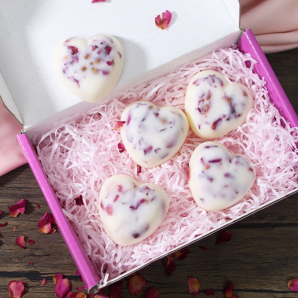 Private Label Heart-shaped Handmade Moisturizes Hydrates Skin Shea Butter Rose Solid Lotion Bars