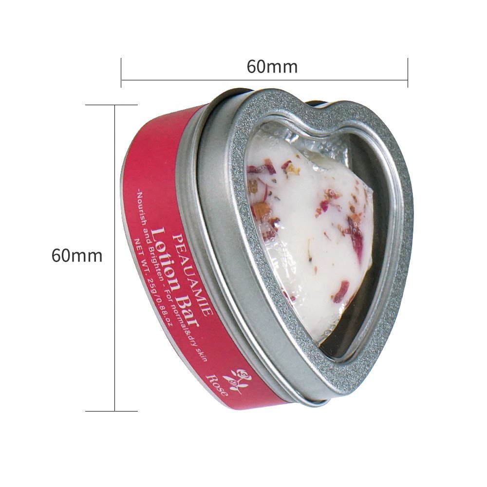 Private Label Heart-shaped Handmade Moisturizes Hydrates Skin Shea Butter Rose Solid Lotion Bars