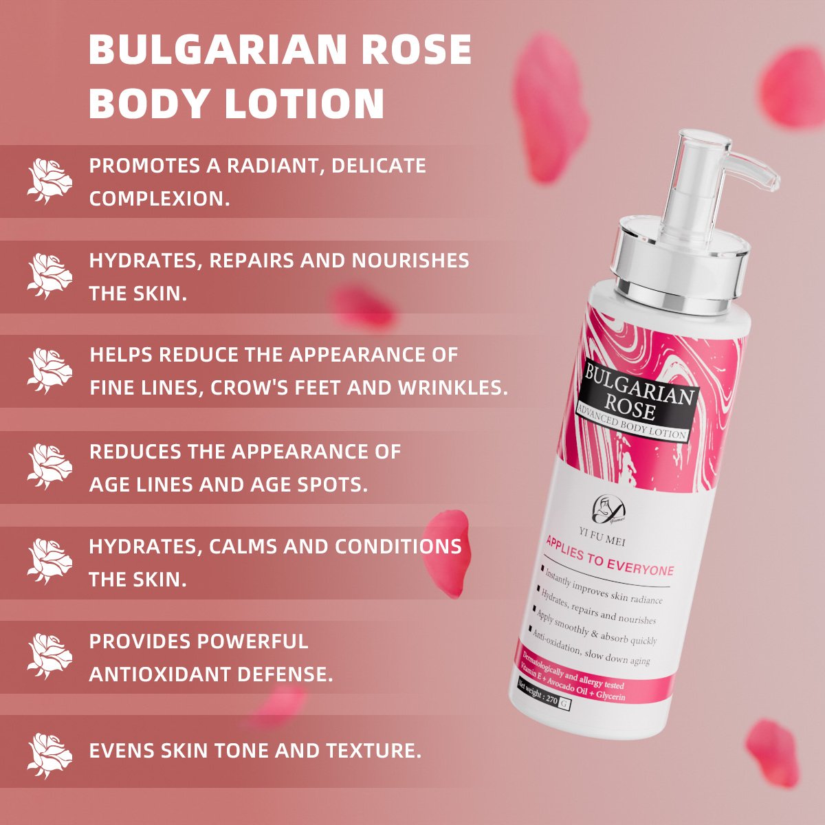 Custom Logo Vegan Rose Face And Body Lotion Organic Skincare Moisturizer Whitening Body Lotions For Women