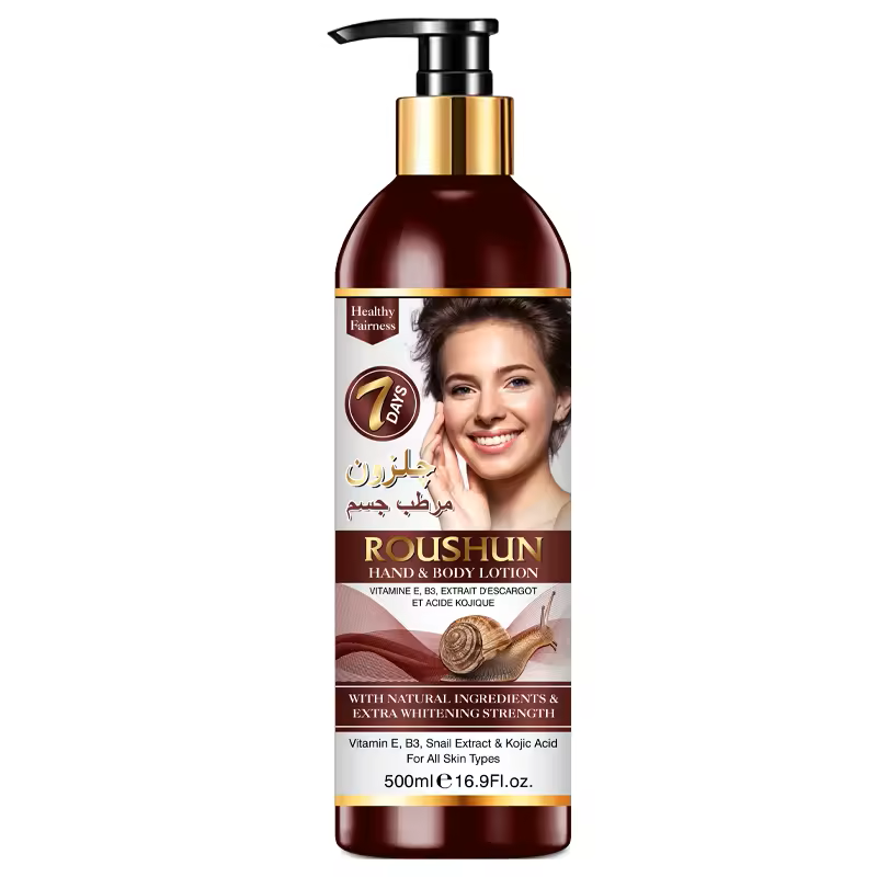 ROUSHUN Snails Body Lotion Vitamin E B3 Kojic Acid Natural Ingredients Hand And Body Whitening Cream