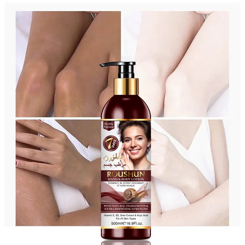 ROUSHUN Snails Body Lotion Vitamin E B3 Kojic Acid Natural Ingredients Hand And Body Whitening Cream