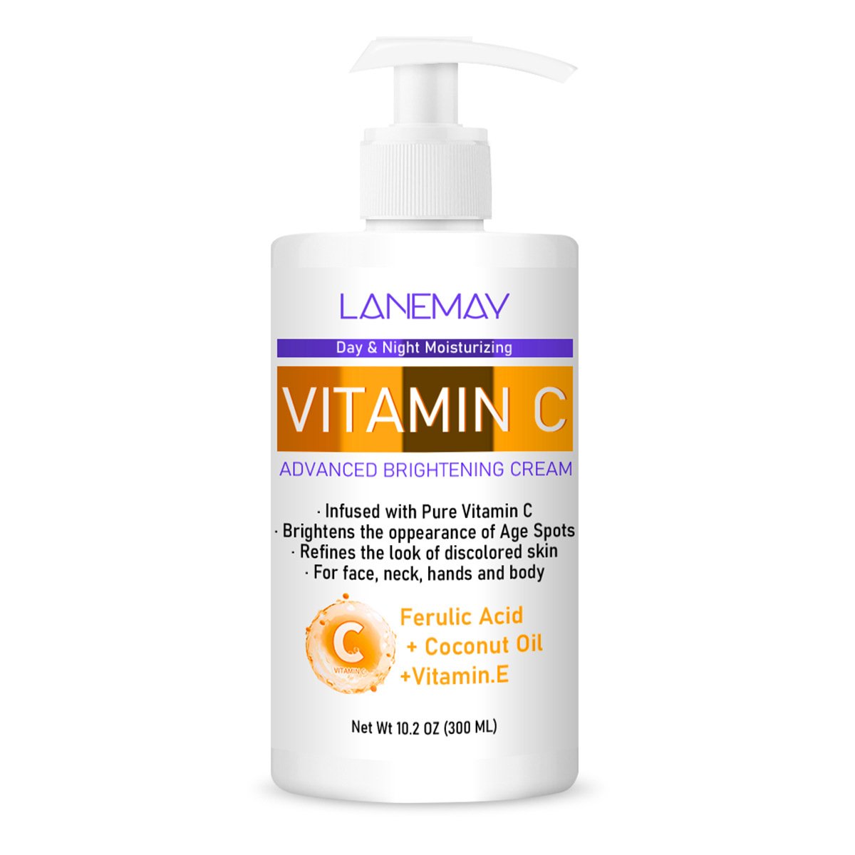 custom Private Label Vitamin C Body Cream Hydrate & Anti Wrinkle Cream Ferulic Acid Coconut Oil Whitening Vitamin C Body Lotion
