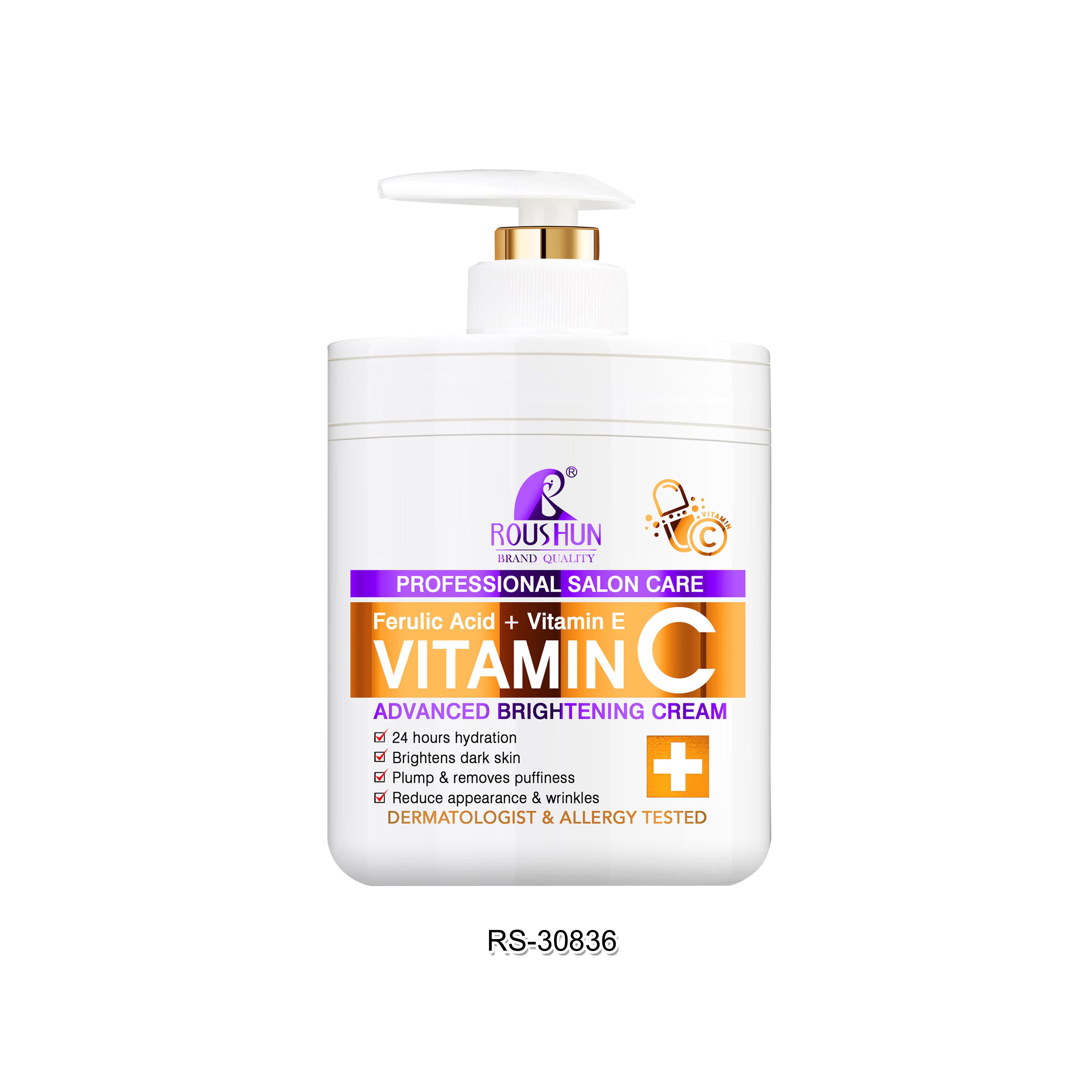 ROUSHUN VC Body Cream Private Logo Vitamin C Brightening Whitening Best Body Lotion For Dark Spots