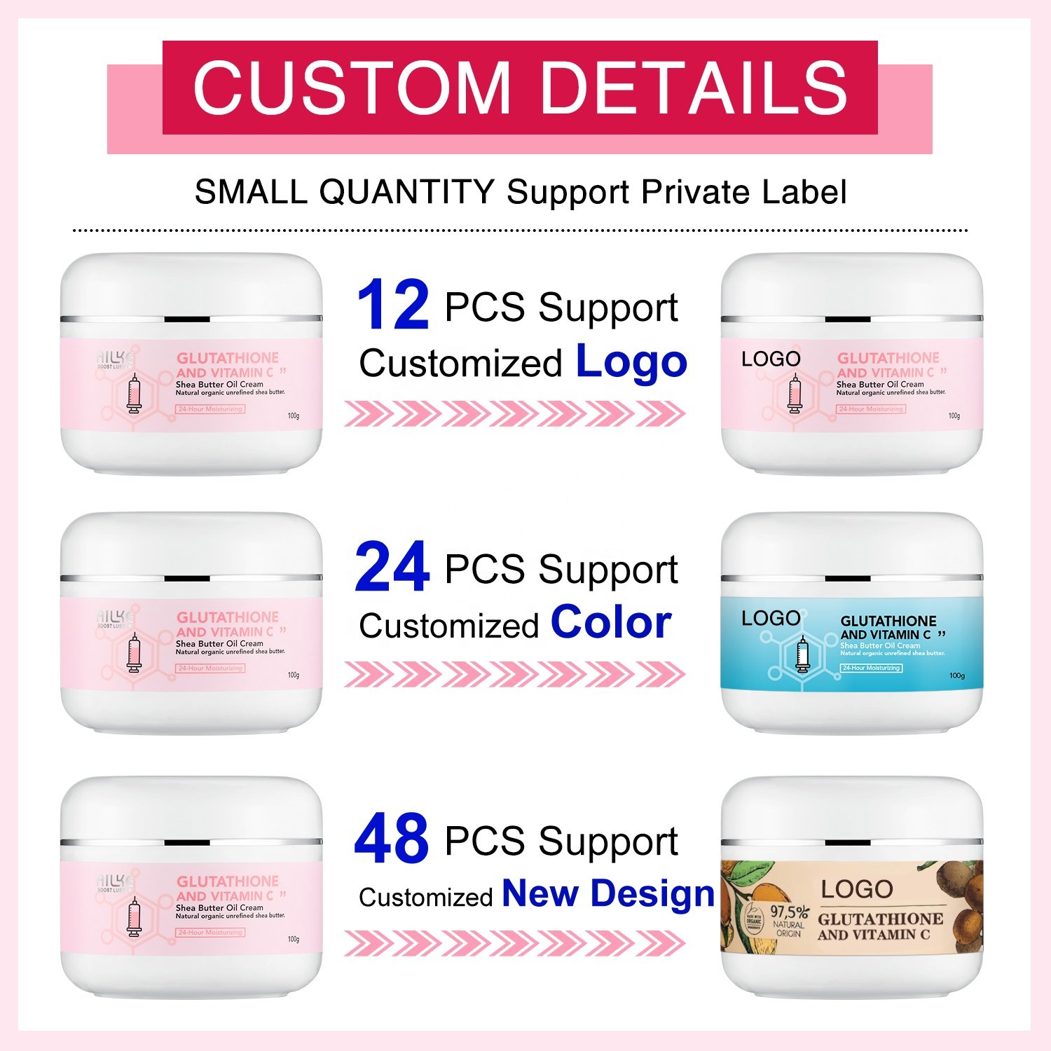Top Sale Niacinamide Natural Day Cream Whitening Aging Shea Butter Lotions Skin Brightening Cream For Body & Hand