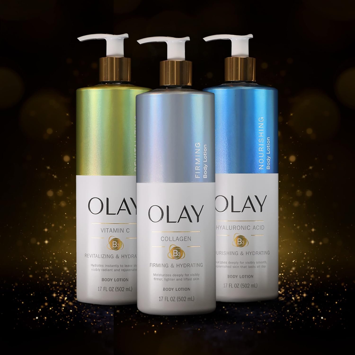 Olay Brightening Body Lotion for Women with Lightweight Vitamin C, Visibly Improves Skin, 17 fl oz (Pack of 4)