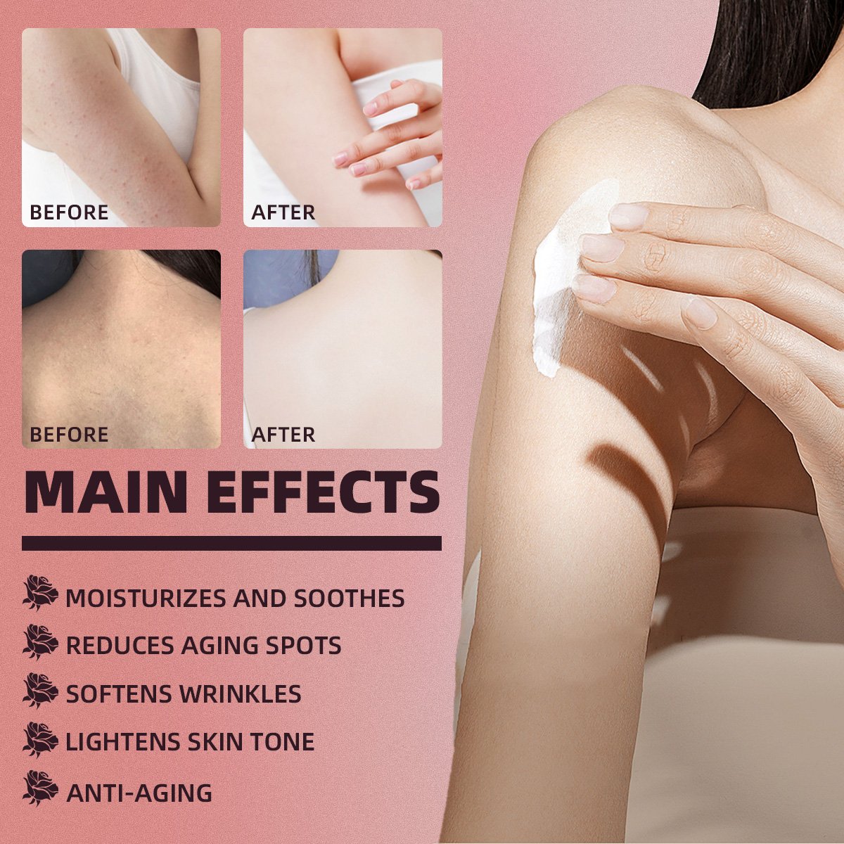 Private Label Rose Smoothing Body Fragrance Lotion Nourishing Moisturizing Skin Fast Whitening Women Body Cream