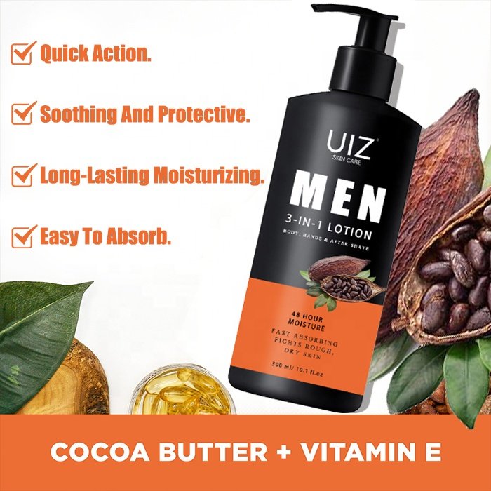 private label Cocoa Butter Men Body Lotion 48 Hour Moisturizing Repair Dry Skin Fragrance Body Cream