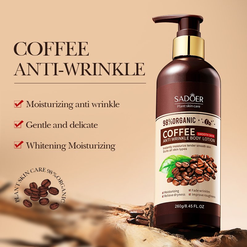 Private label Plant Extract Organic Coffee Body Milk Beauty cream Smooth moisturizing and whitening body lotion For black skin