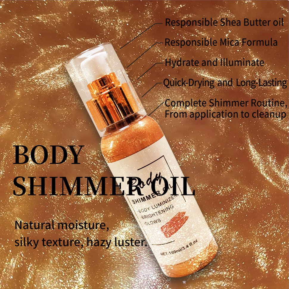 Brown Shimmer Body Oil and Turmeric Soap Set - Body Glitter Lotion Hydrate Skin for an Glow