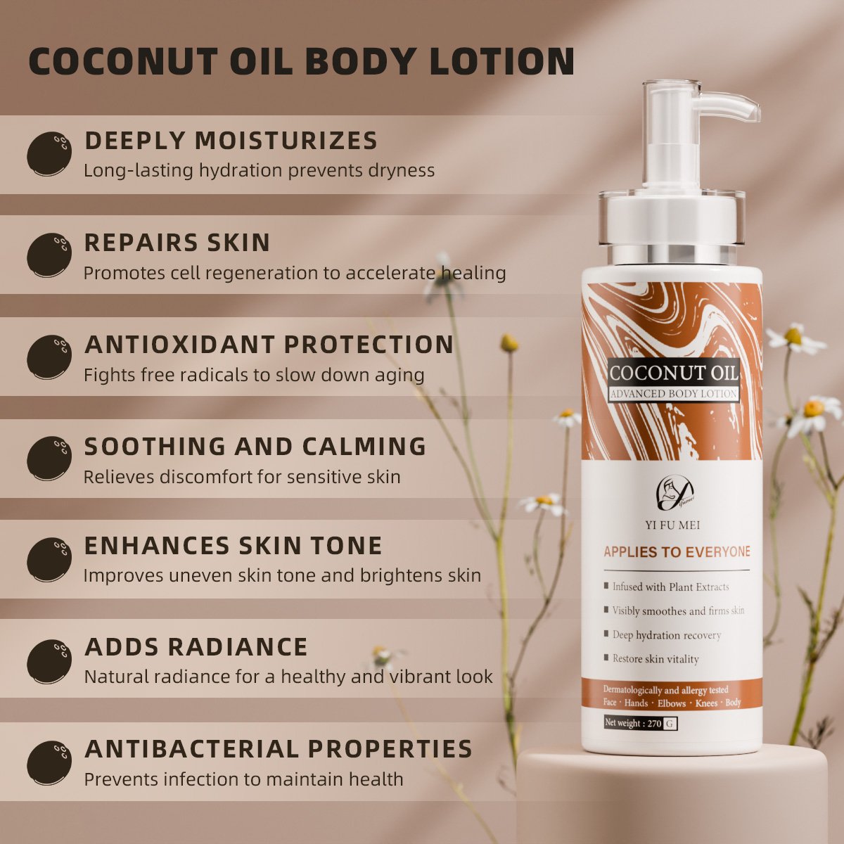 Customize Natural Organic Body Lotion Hydrating Nourishing Brightening Skin Coconut Oil Body Lotion