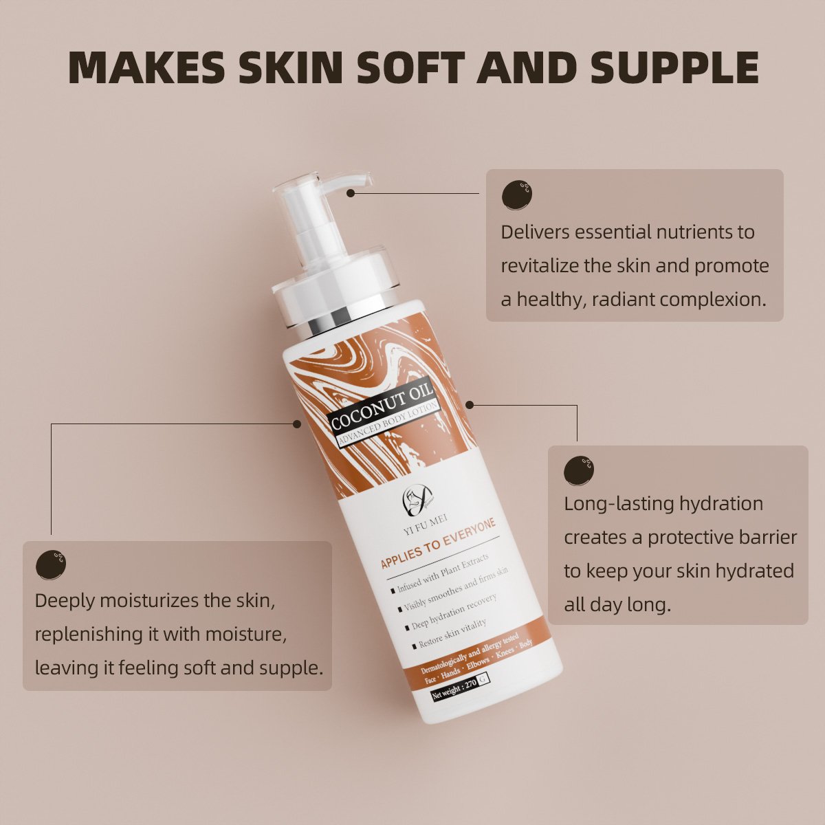 Customize Natural Organic Body Lotion Hydrating Nourishing Brightening Skin Coconut Oil Body Lotion