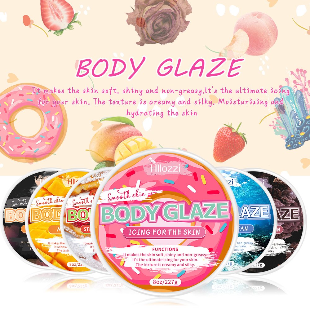 8oz/227g Hllozzi New strawberry BODY GLAZE Whitening Body Lotion Pick Your Scent with Products Shea Butter Body Care Cream