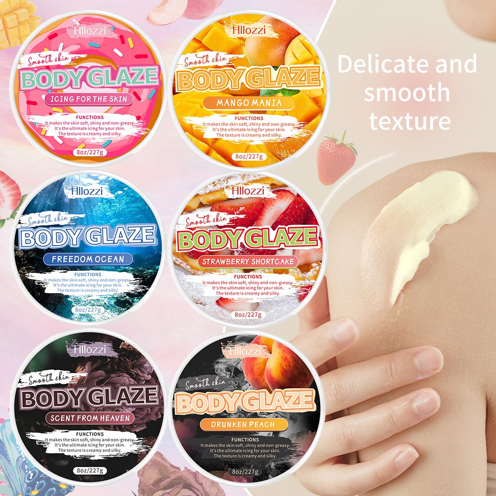 8oz/227g Hllozzi New strawberry BODY GLAZE Whitening Body Lotion Pick Your Scent with Products Shea Butter Body Care Cream