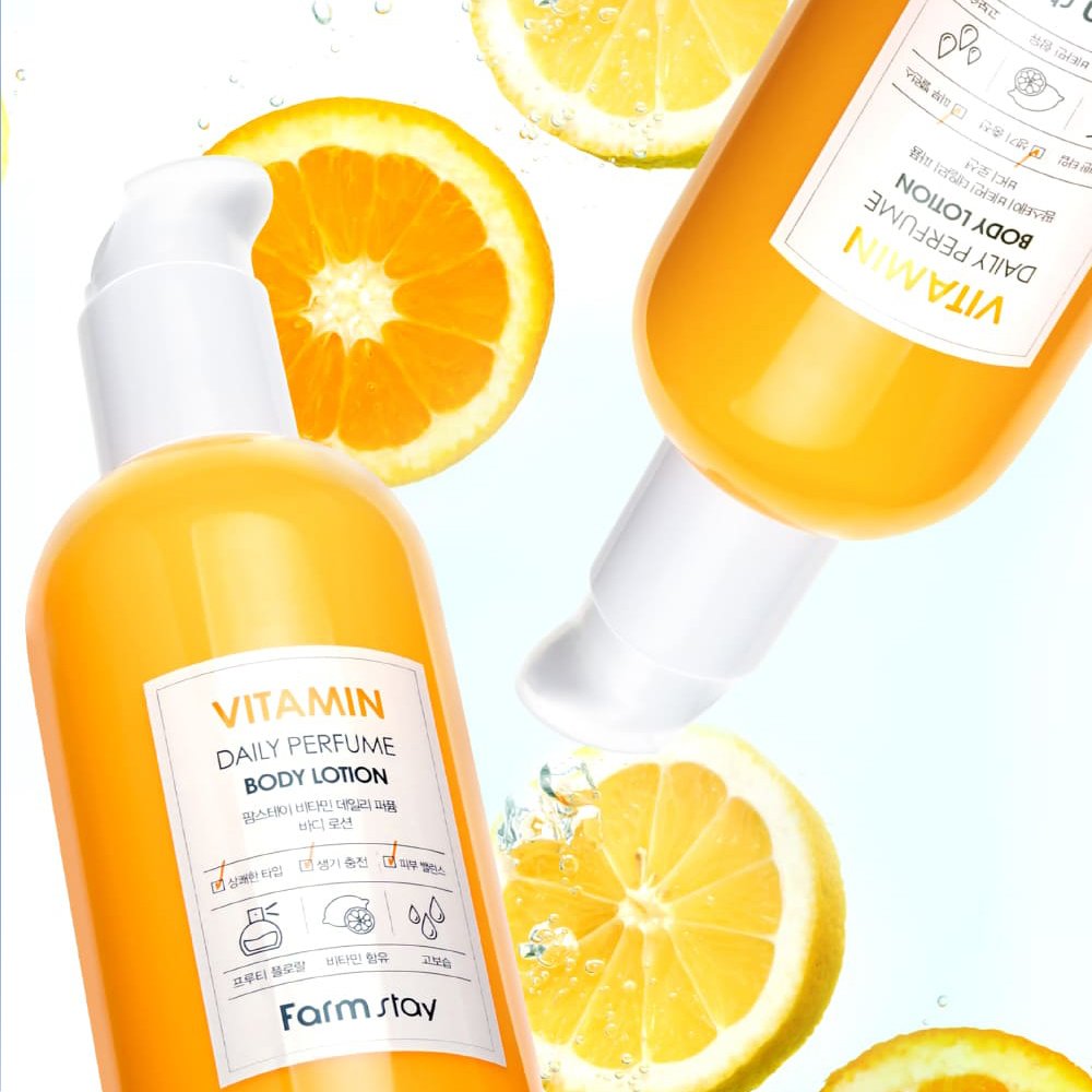 FARMSTAY DAILY PERFUME BODY LOTION(VITAMIN) - CPNP made in Korean Cosmetic - Natural moisturizing ingredients Nourishing