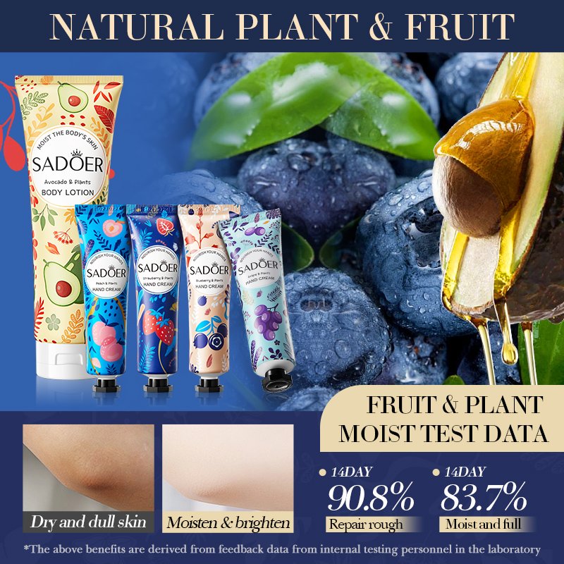 OEM Wholesale Avocado Body Milk Peach Strawberry Moisturizing Repair Nourishing Anti-Aging Whitening Hand Cream Lotion Gift Box