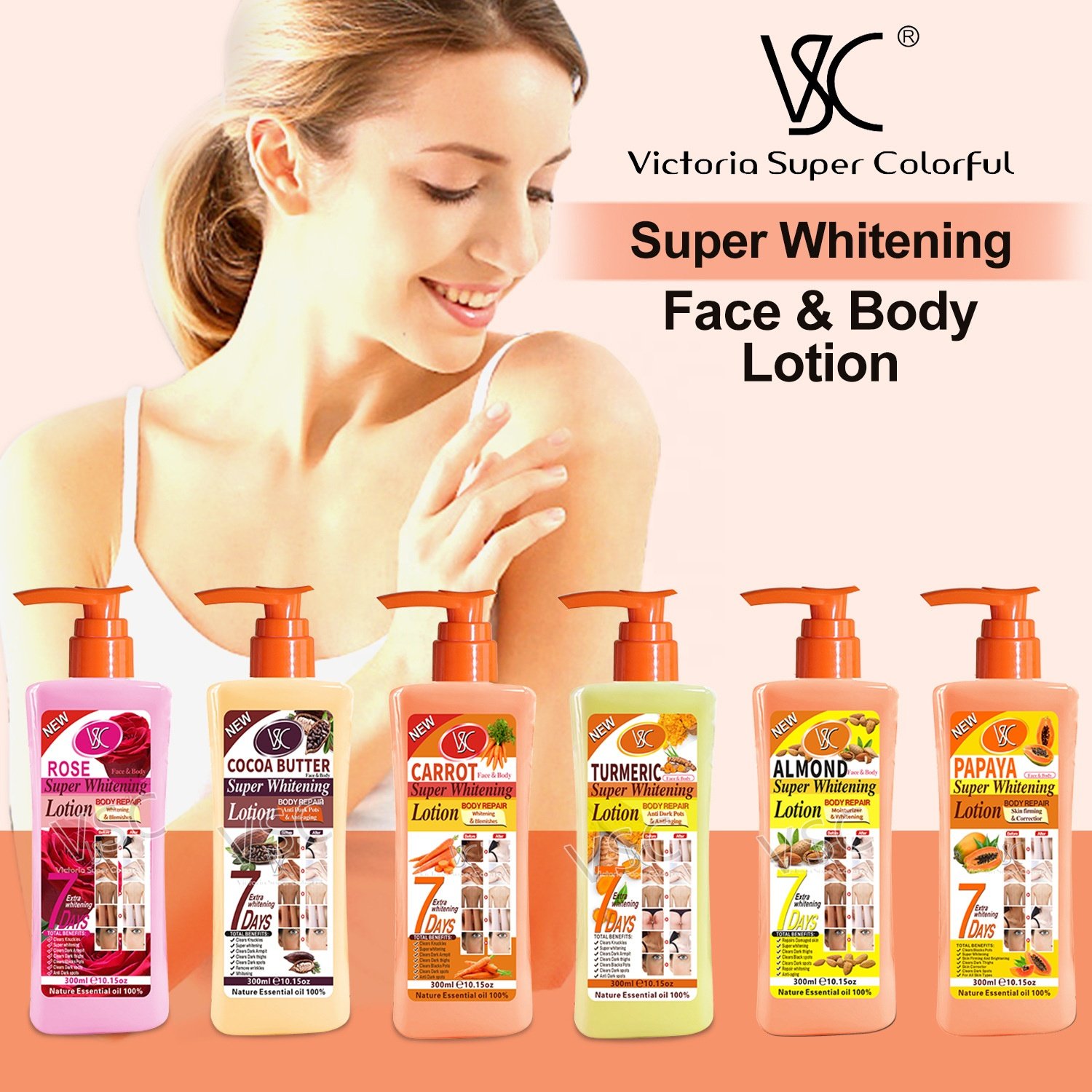 Private Label 100% Natural Organic Long-Lasting Fragrance Moisturizing 7 Days Super Skin Whitening Turmeric Body Lotion