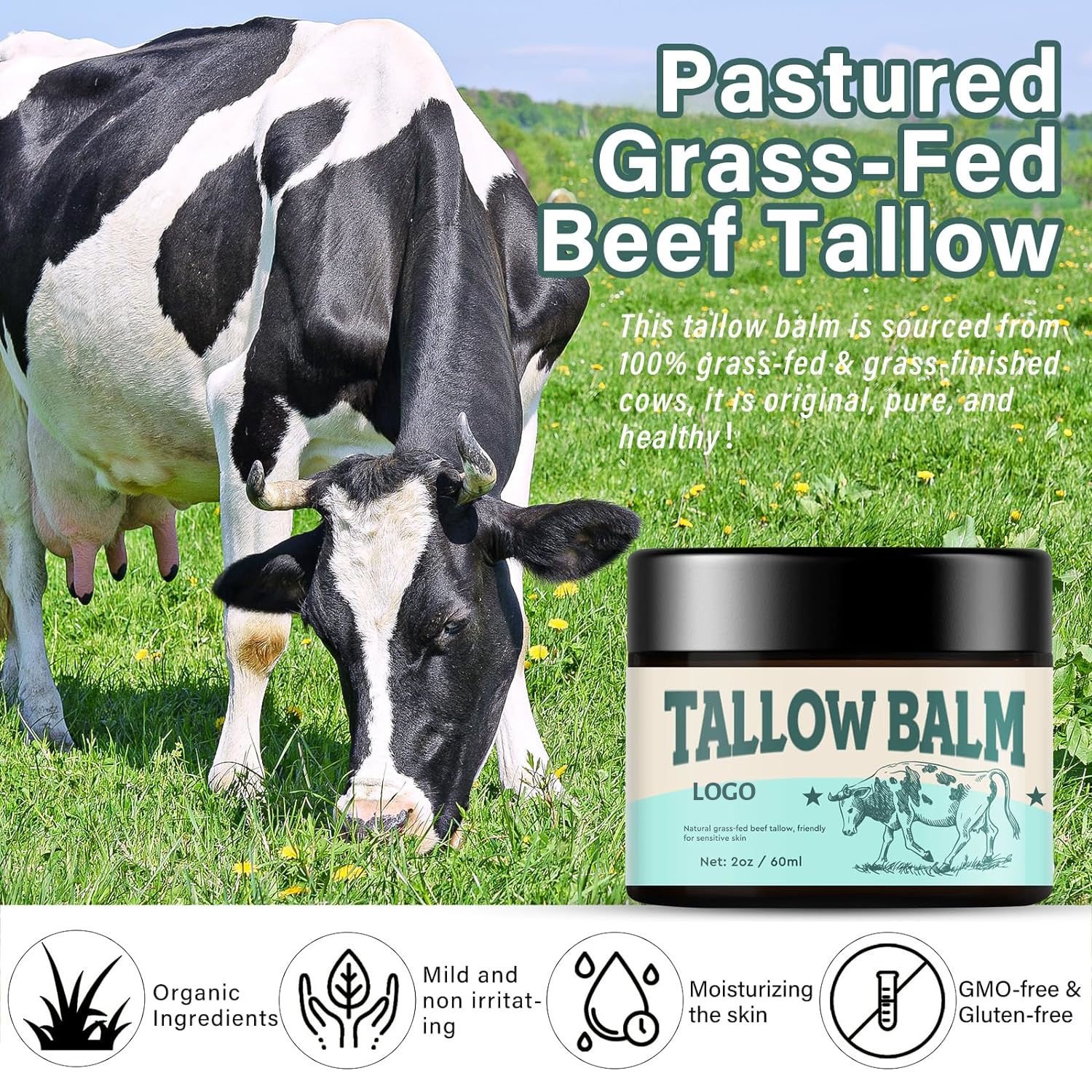 BLIW Private Label Beauty Moisturizer Tallow Face Body Whipped Moisturizer Lotion Nourishing Tallow Balm for Skin Care