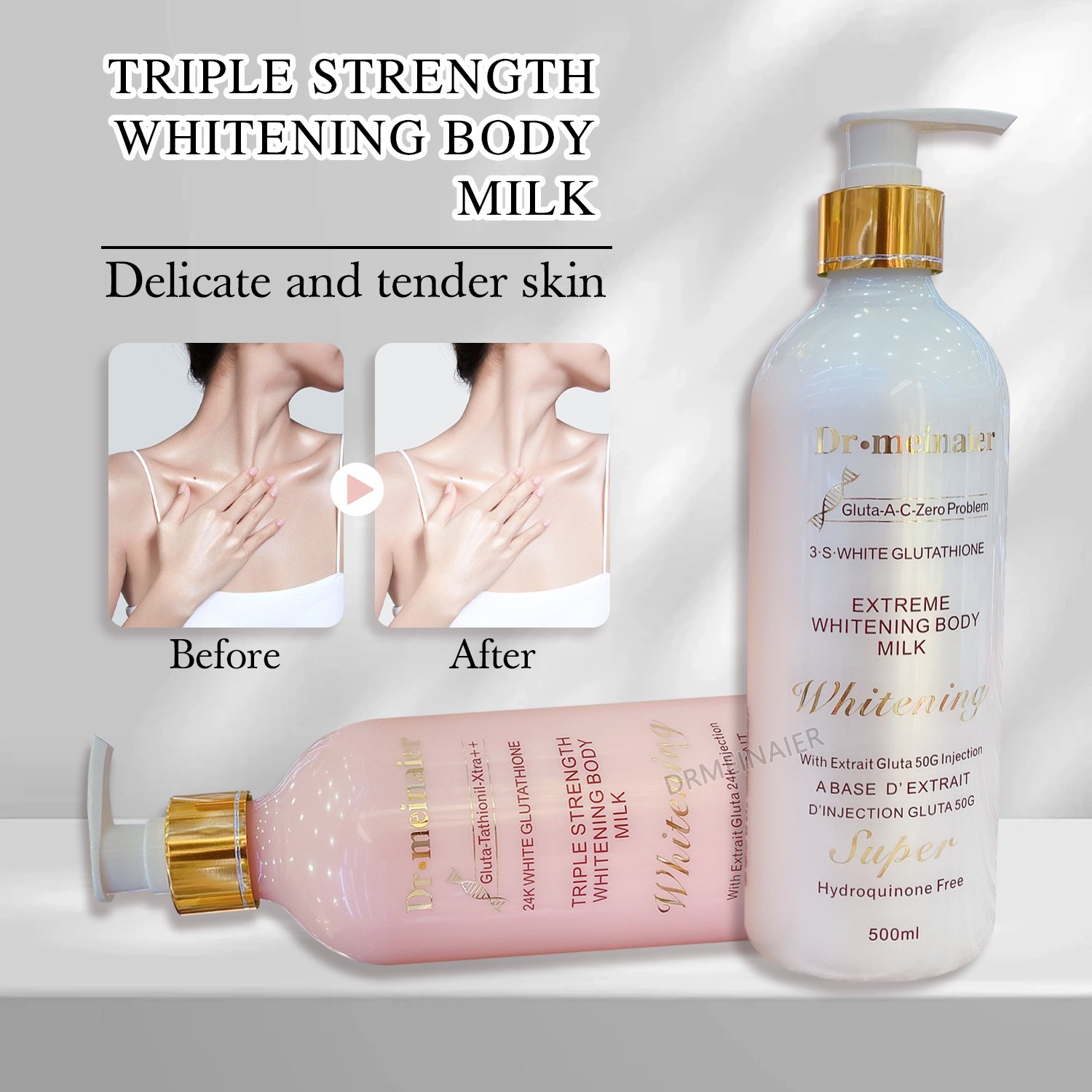 Hot Sale Milk Gluta 24k Quick Whitening Body Lotion Beauty Skin Care Shea Butter Moisturizing Cream Body Milk