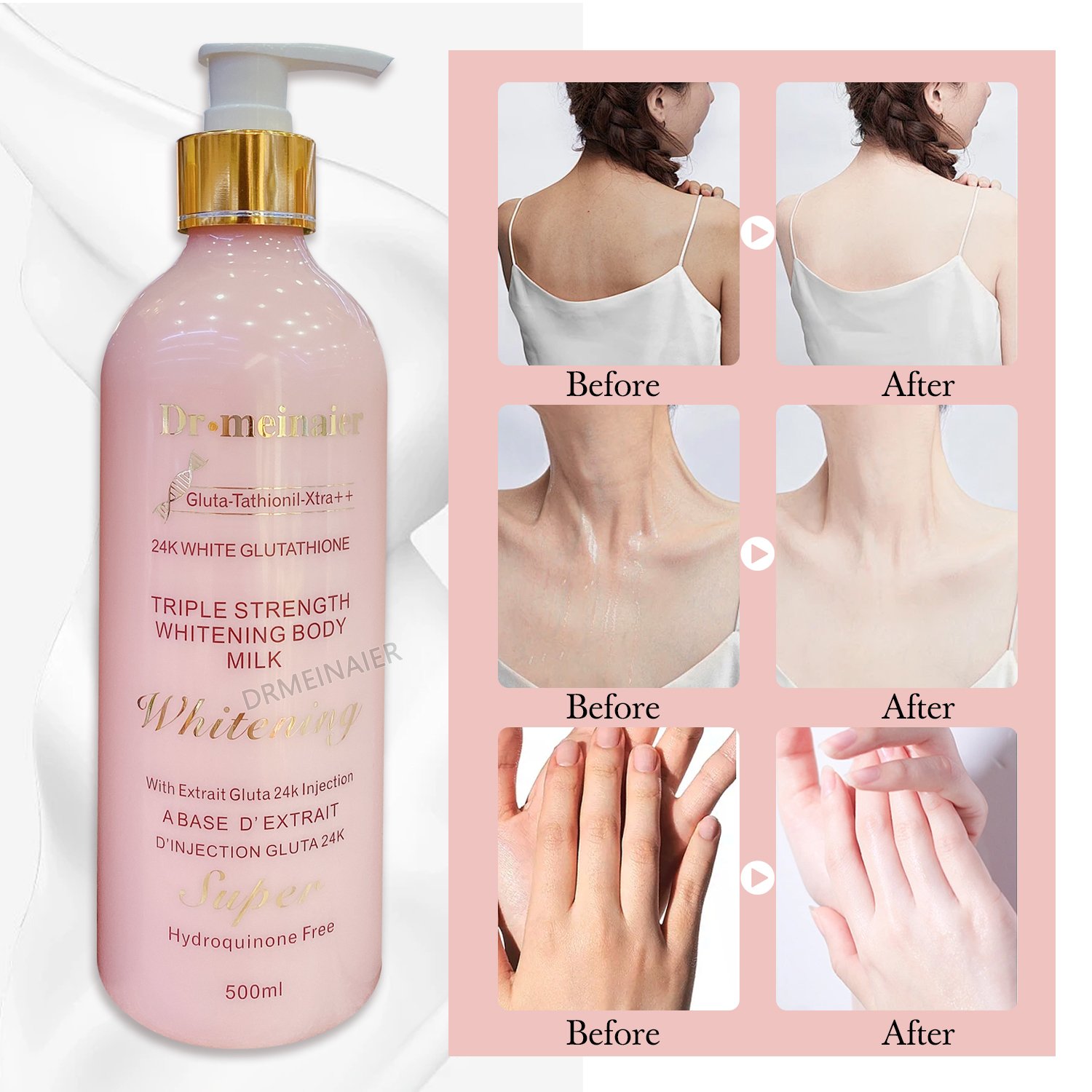Hot Sale Milk Gluta 24k Quick Whitening Body Lotion Beauty Skin Care Shea Butter Moisturizing Cream Body Milk