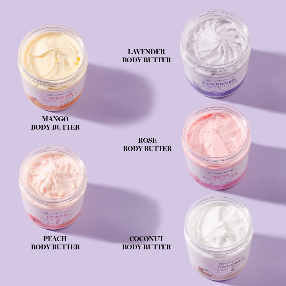 JMFREE Vegan Body Butter Cream Private Label Nature Shea Butter Wholesale Moisturizing Body Lotion Whipped Rose Body Butter