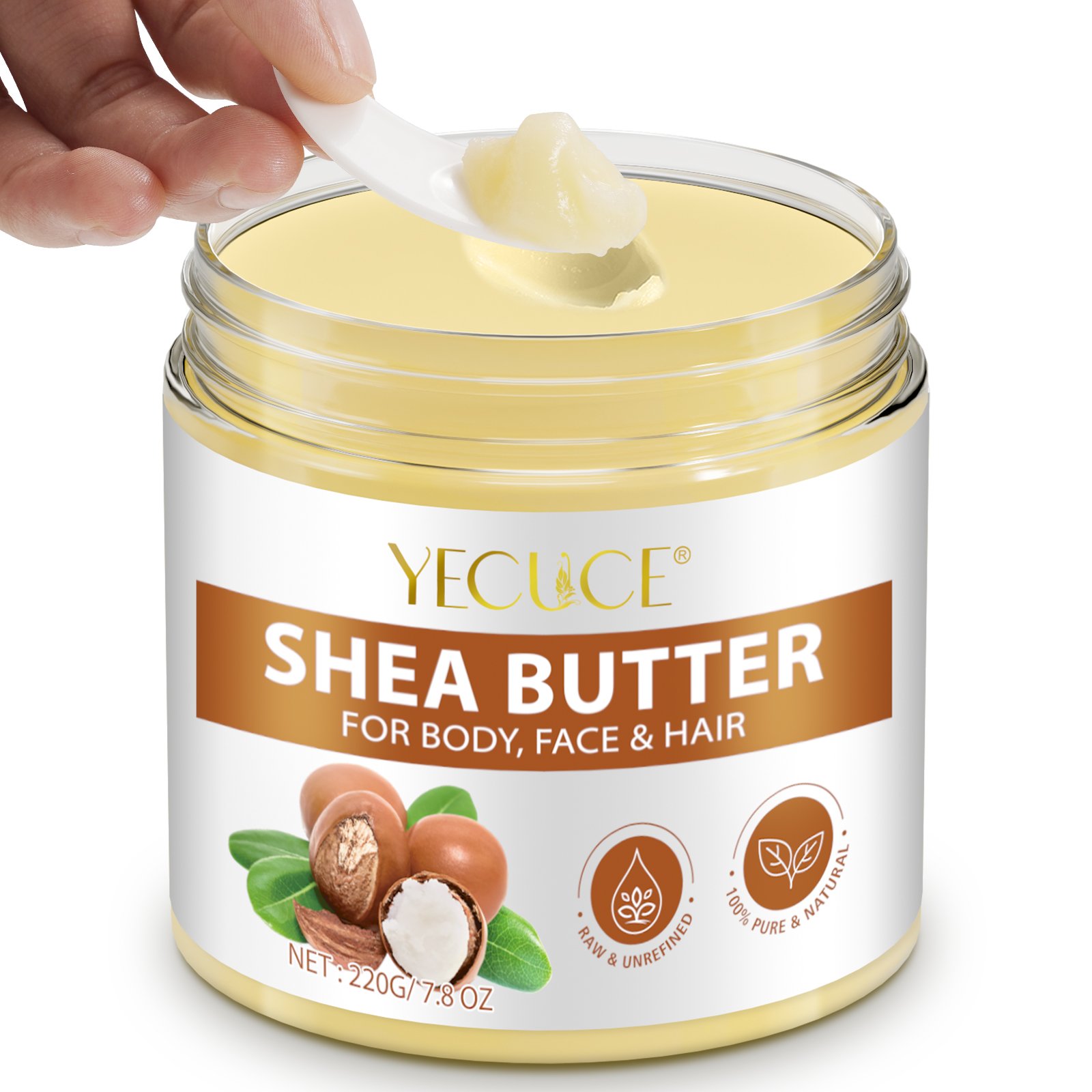YECUCE deep nourishing long lasting hydration 220g natural shea butter cream body lotion unrefined organic raw shea butter