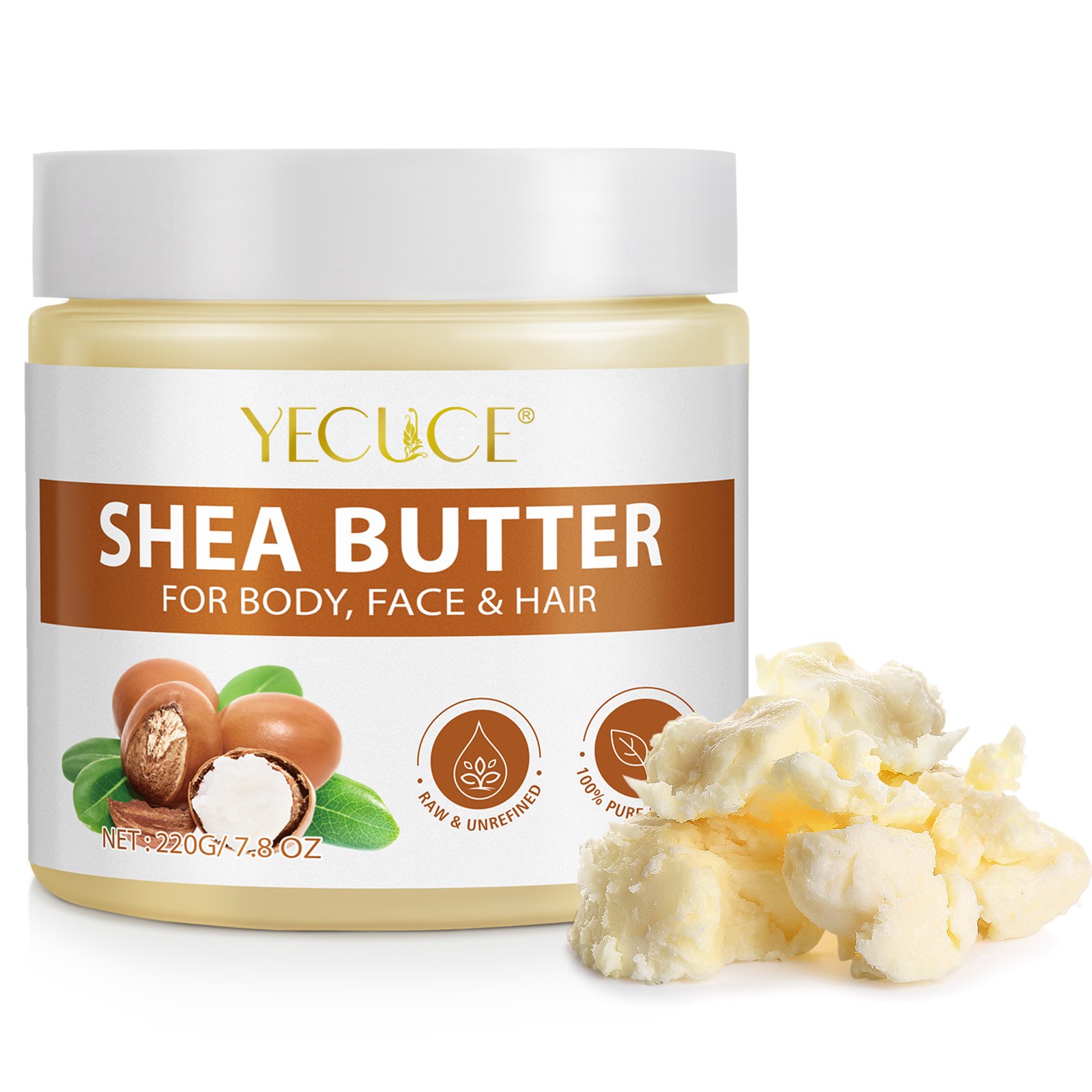 YECUCE deep nourishing long lasting hydration 220g natural shea butter cream body lotion unrefined organic raw shea butter