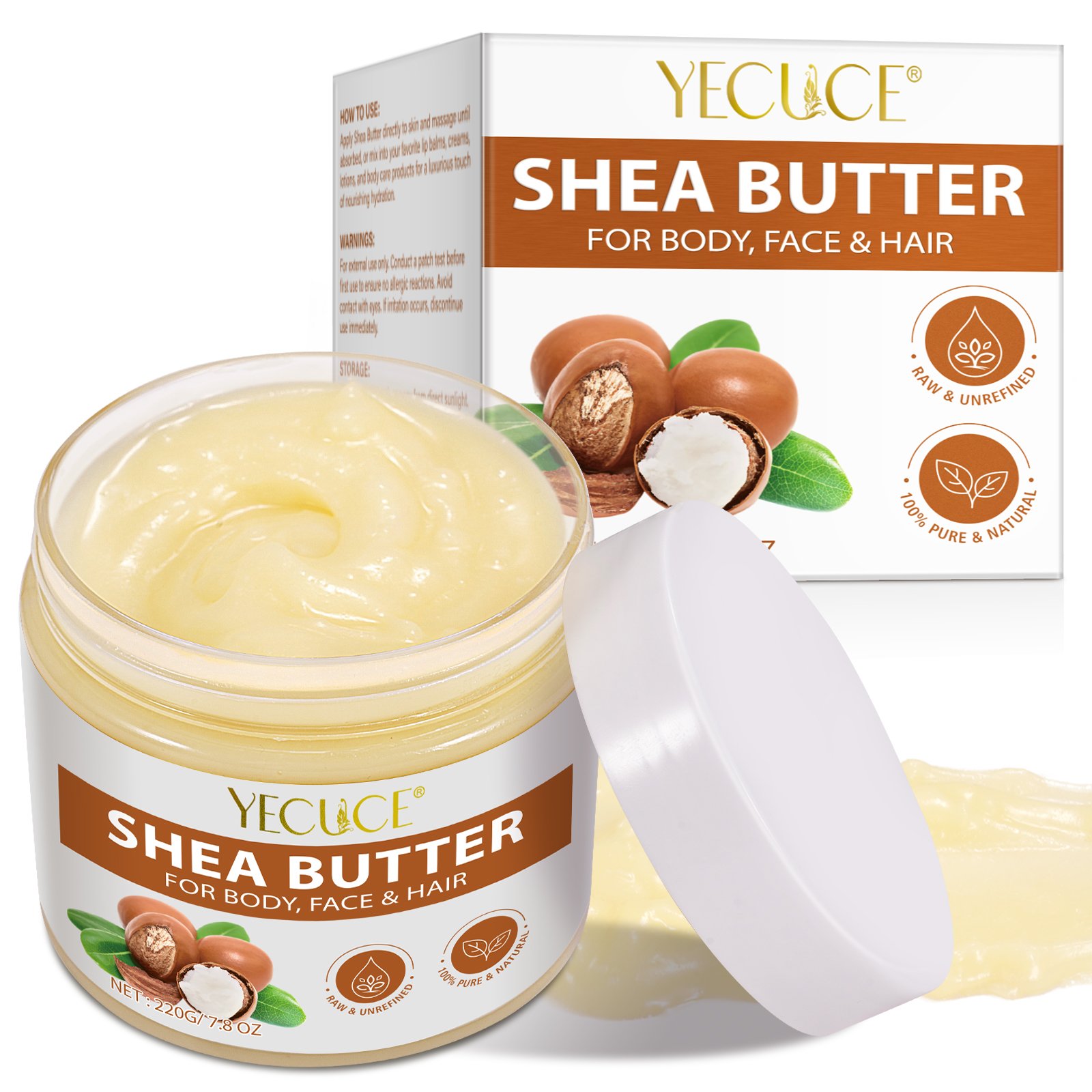 YECUCE deep nourishing long lasting hydration 220g natural shea butter cream body lotion unrefined organic raw shea butter