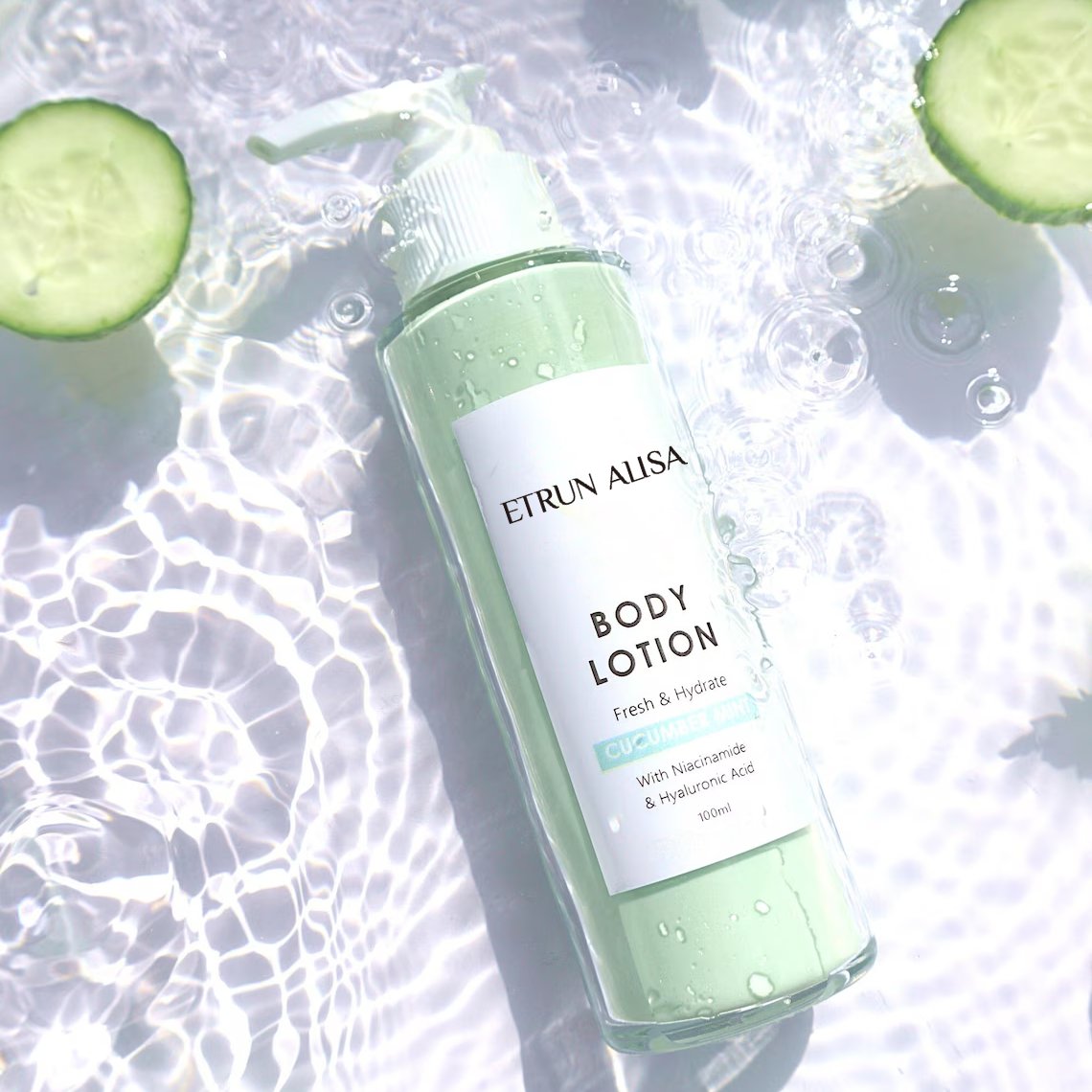 ETRUN OEM Niacinamide Hyaluronic Acid face & Body Cucumber Mint Lotion For Hydrate Aftersun Smooth Cooling Refreshing Skin