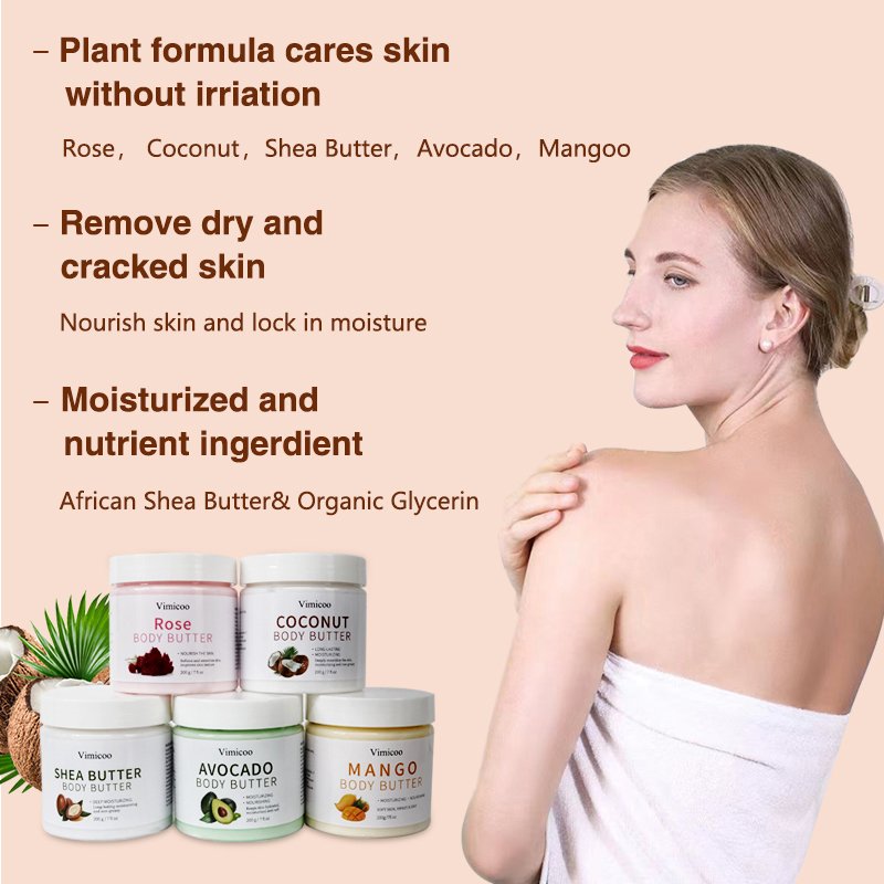 Organic Private Label Skin Care Lightening Moisturizer Body Lotion Cream Whipped Coconut Mango Shea Body Butter