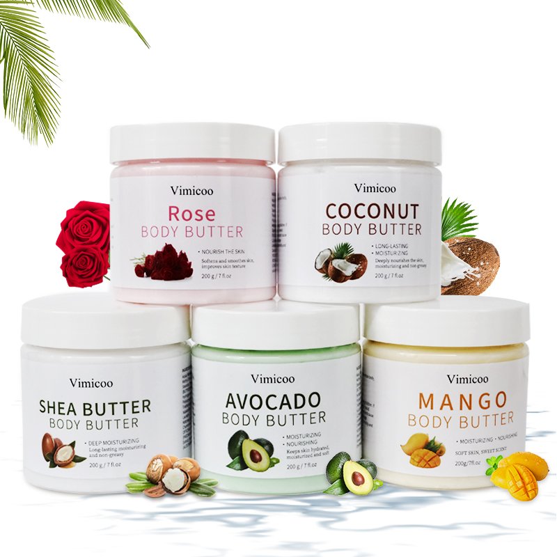Organic Private Label Skin Care Lightening Moisturizer Body Lotion Cream Whipped Coconut Mango Shea Body Butter