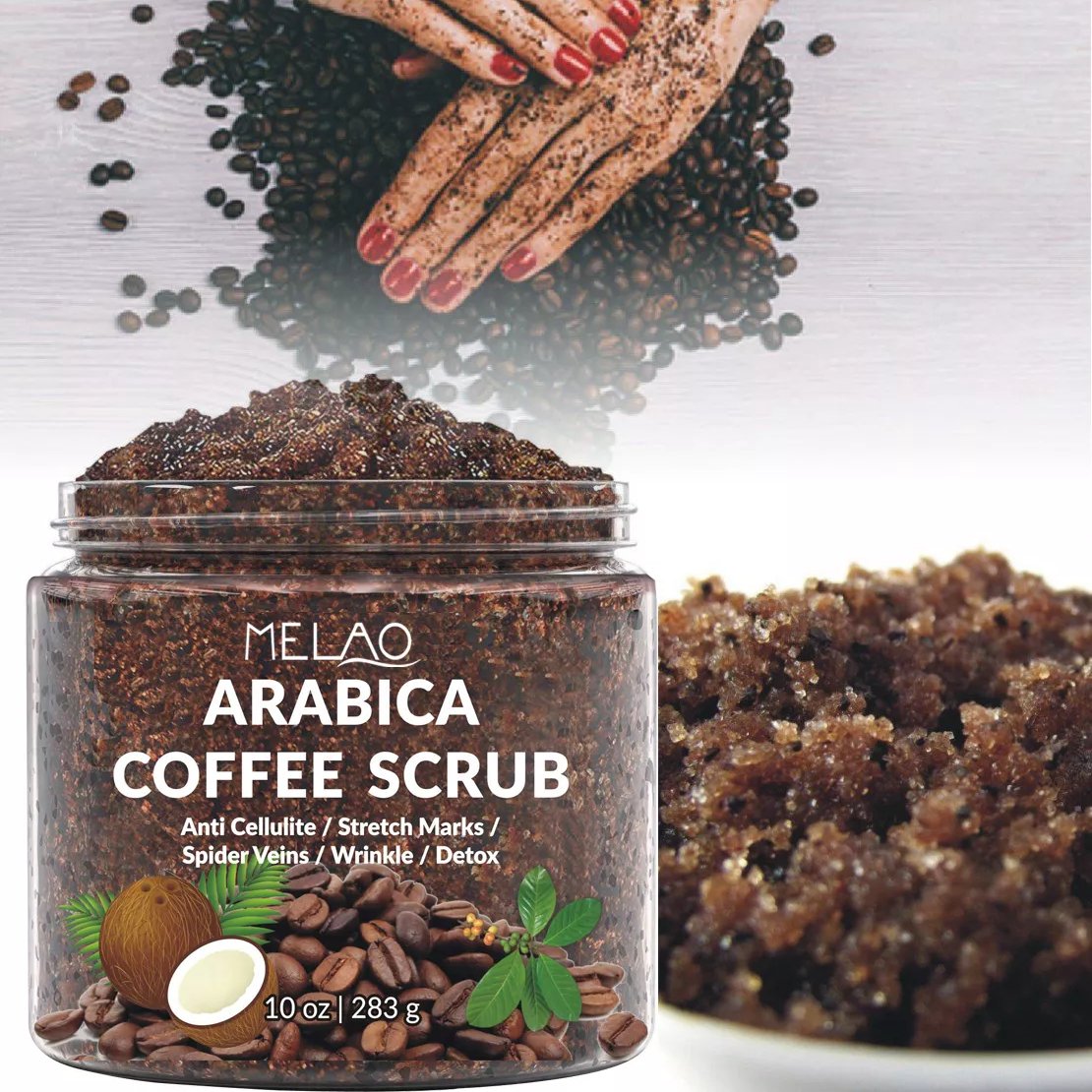 OEM Private Label Moisturizing Exfoliating Remove Dead Skin Whitening Organic Natural Coffee Body Scrub