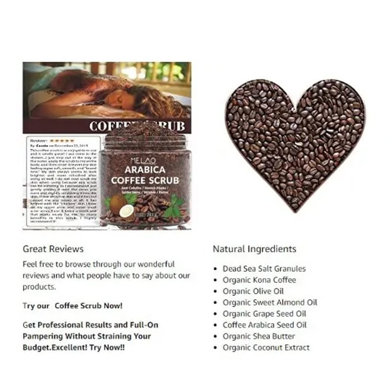 OEM Private Label Moisturizing Exfoliating Remove Dead Skin Whitening Organic Natural Coffee Body Scrub