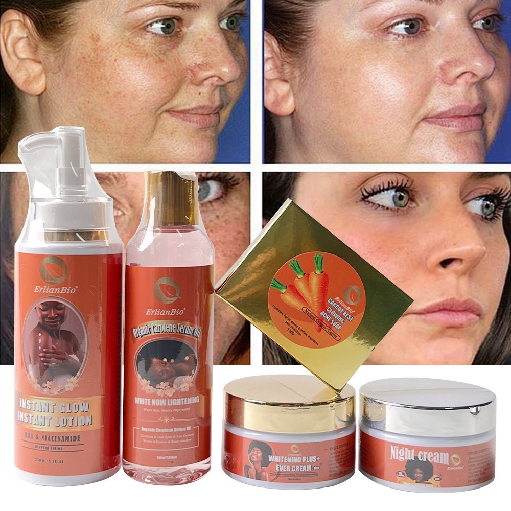 Hot selling skin care set Carotene yellow brightening beauty whitening body lotion whitening essence skin care set