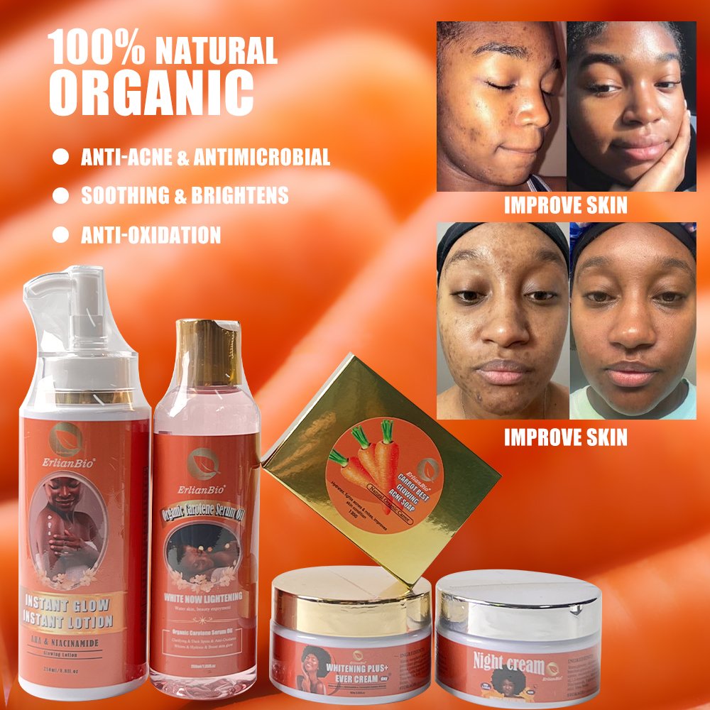 Hot selling skin care set Carotene yellow brightening beauty whitening body lotion whitening essence skin care set