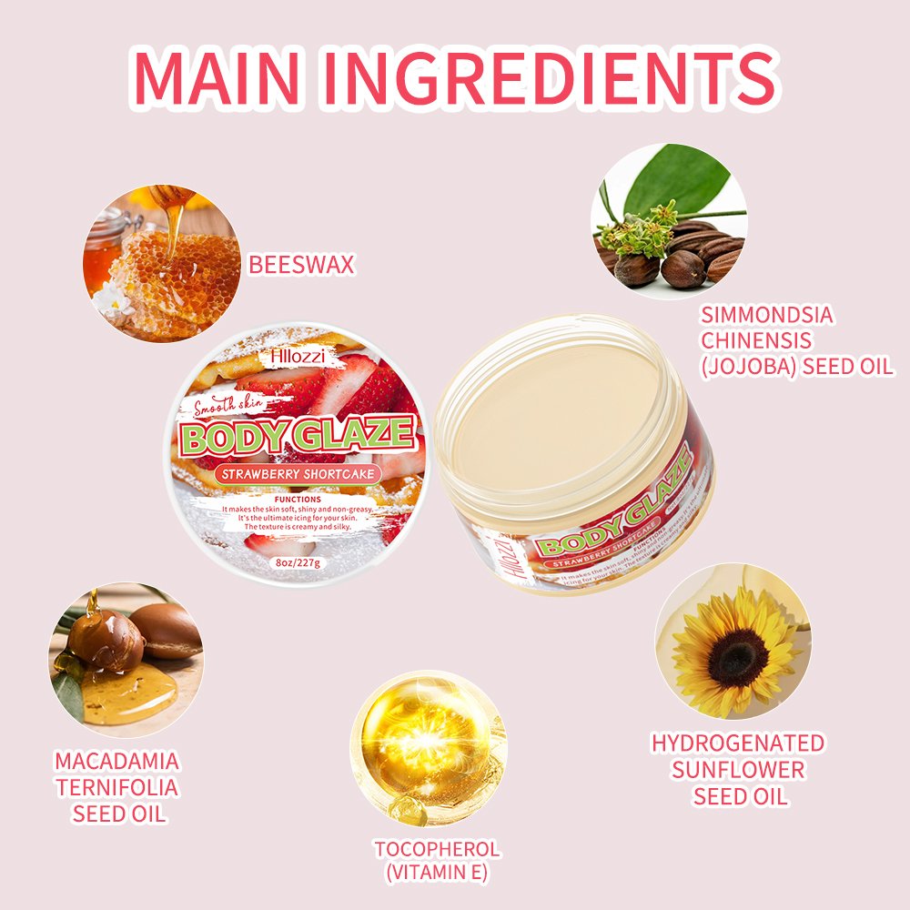 8oz/227g Hllozzi rich vitamin e lotion butter skin glow body lotion anti aging skin radiance strawberry glow cream body glaze